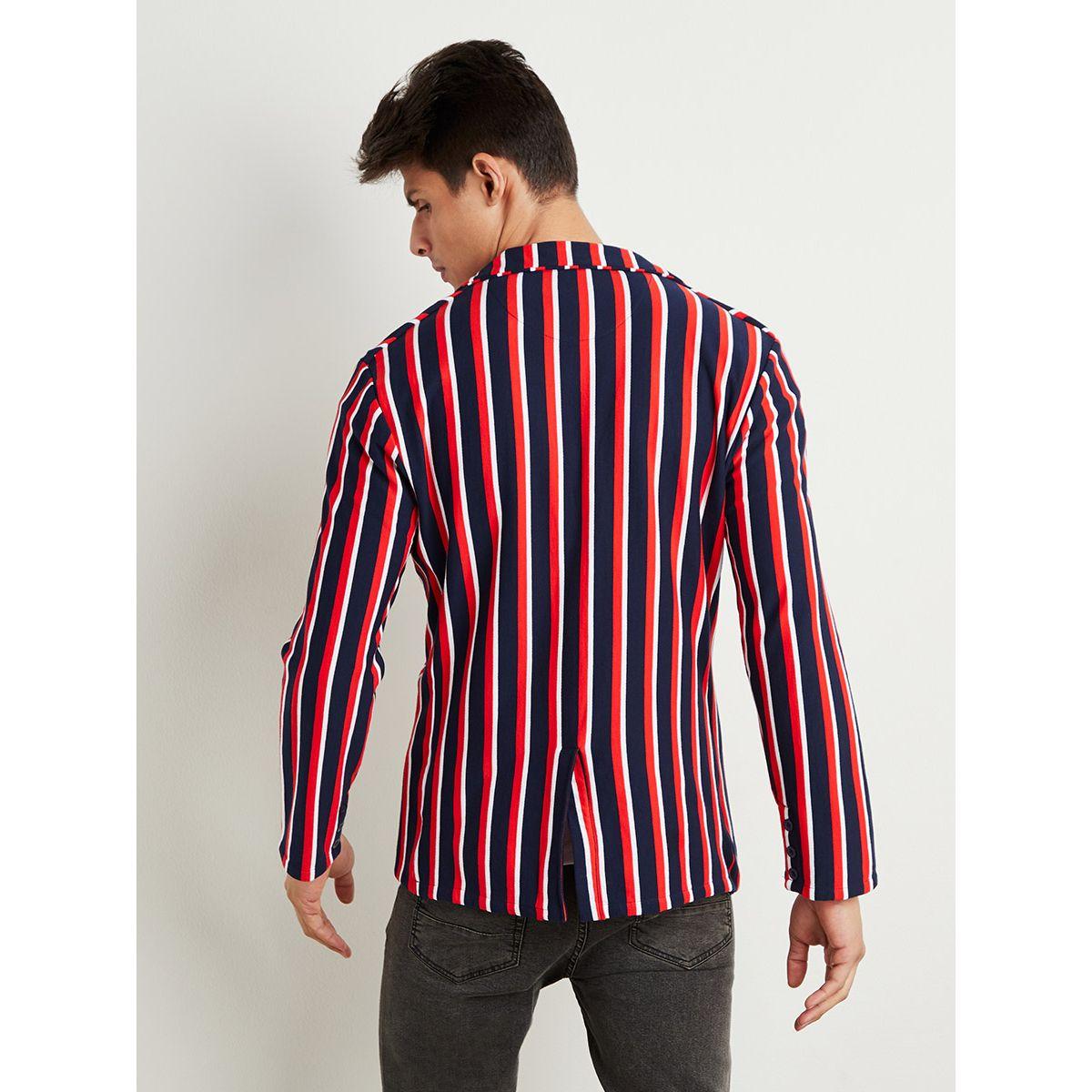 Styli Striped Notch Collar Long Sleeves Blazer-men-winterwear-jacketsandblazers-image-6