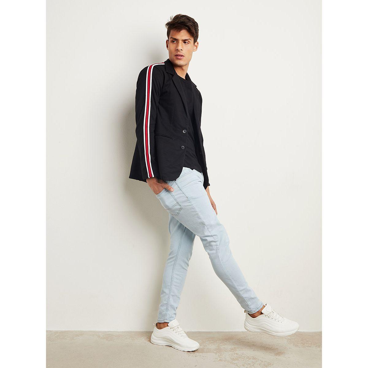 Styli Striped Taping Sleeves Blazer with Button Closure-men-winterwear-jacketsandblazers-image-2