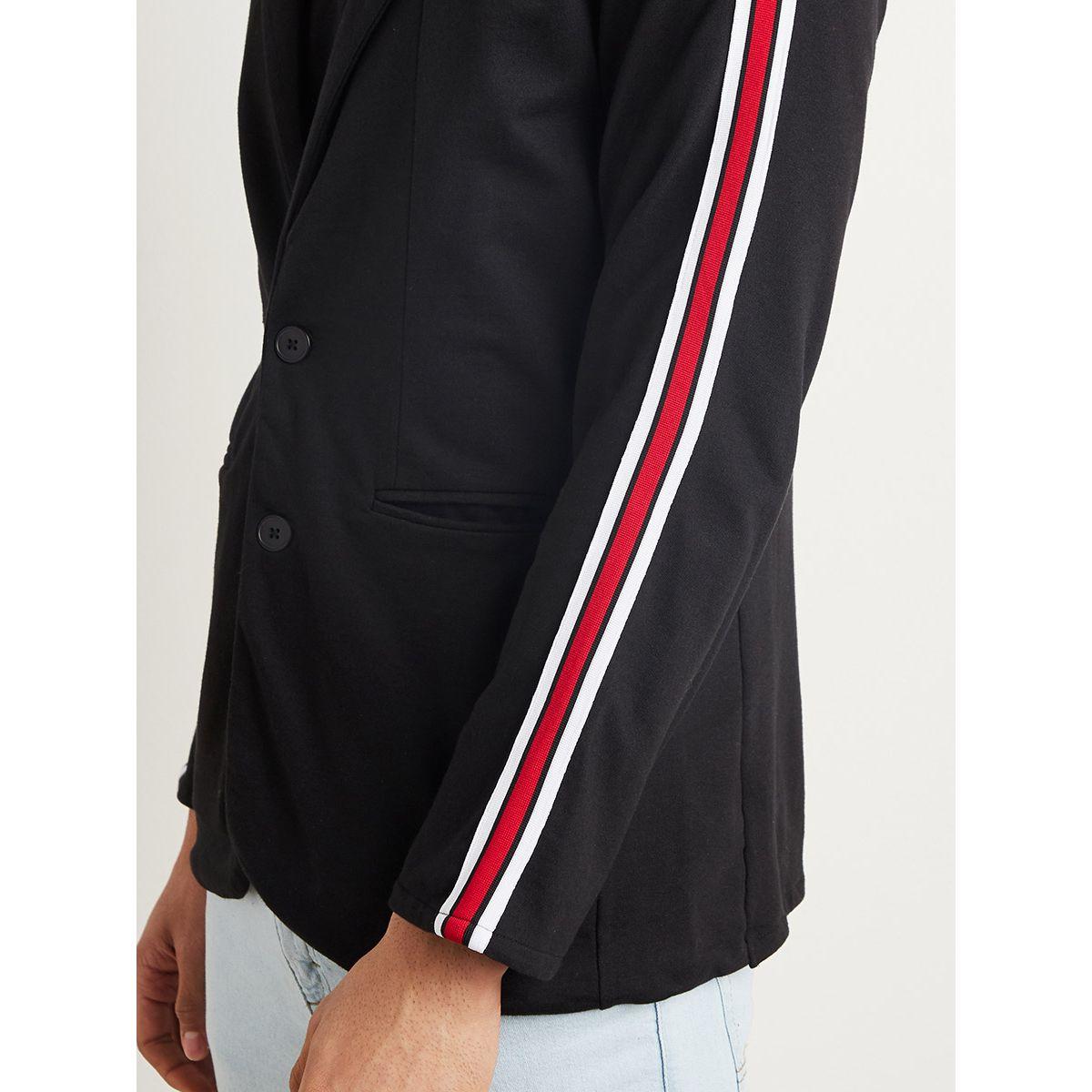 Styli Striped Taping Sleeves Blazer with Button Closure-men-winterwear-jacketsandblazers-image-3