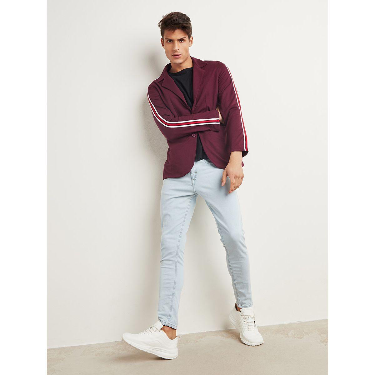 Styli Striped Taping Sleeves Blazer with Button Closure-men-winterwear-jacketsandblazers-image-2