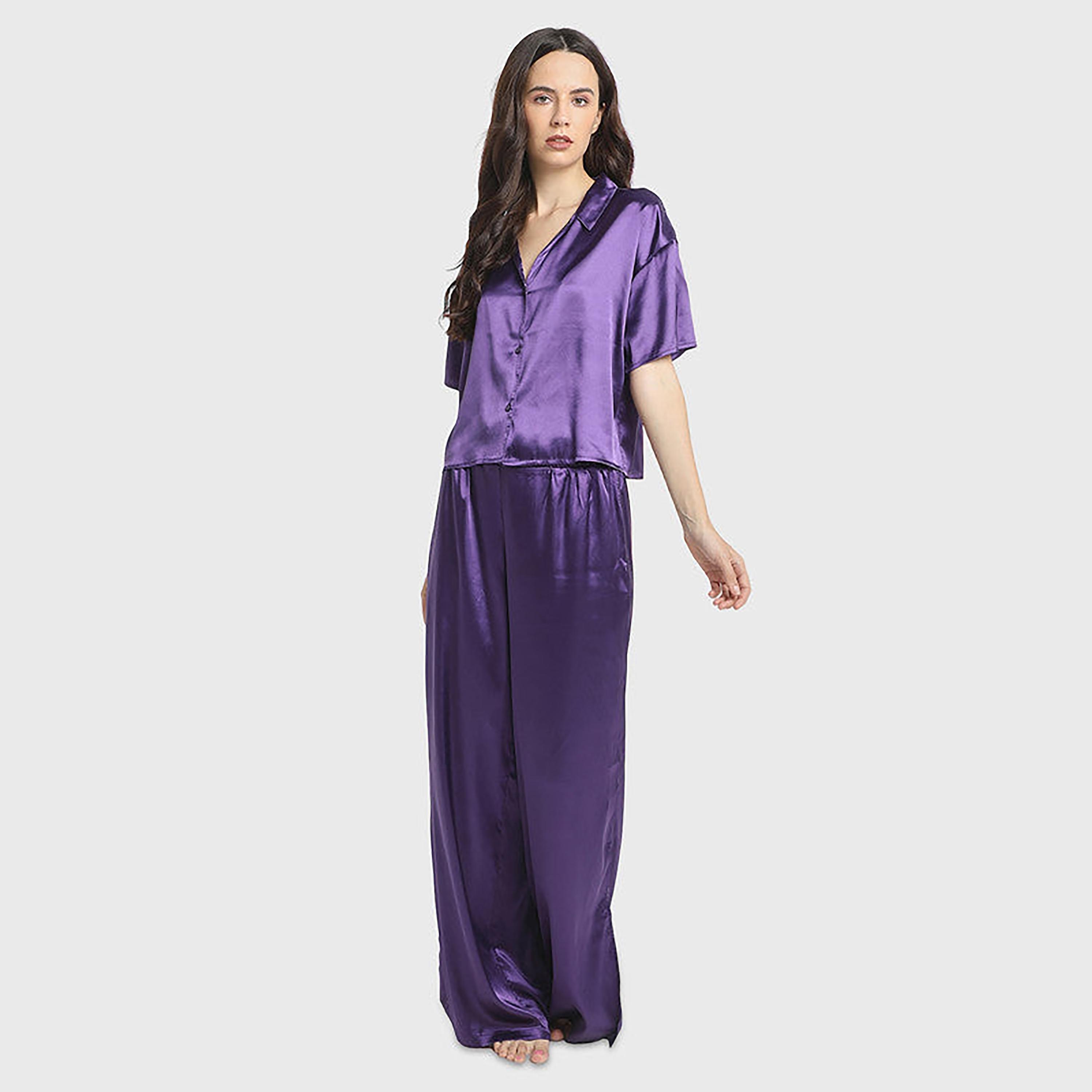 قميص نسائي بأكمام قصيرة بياقة بسيطة من لا سينزا-women-clothing-nightwear-pyjamas-tops-image-3