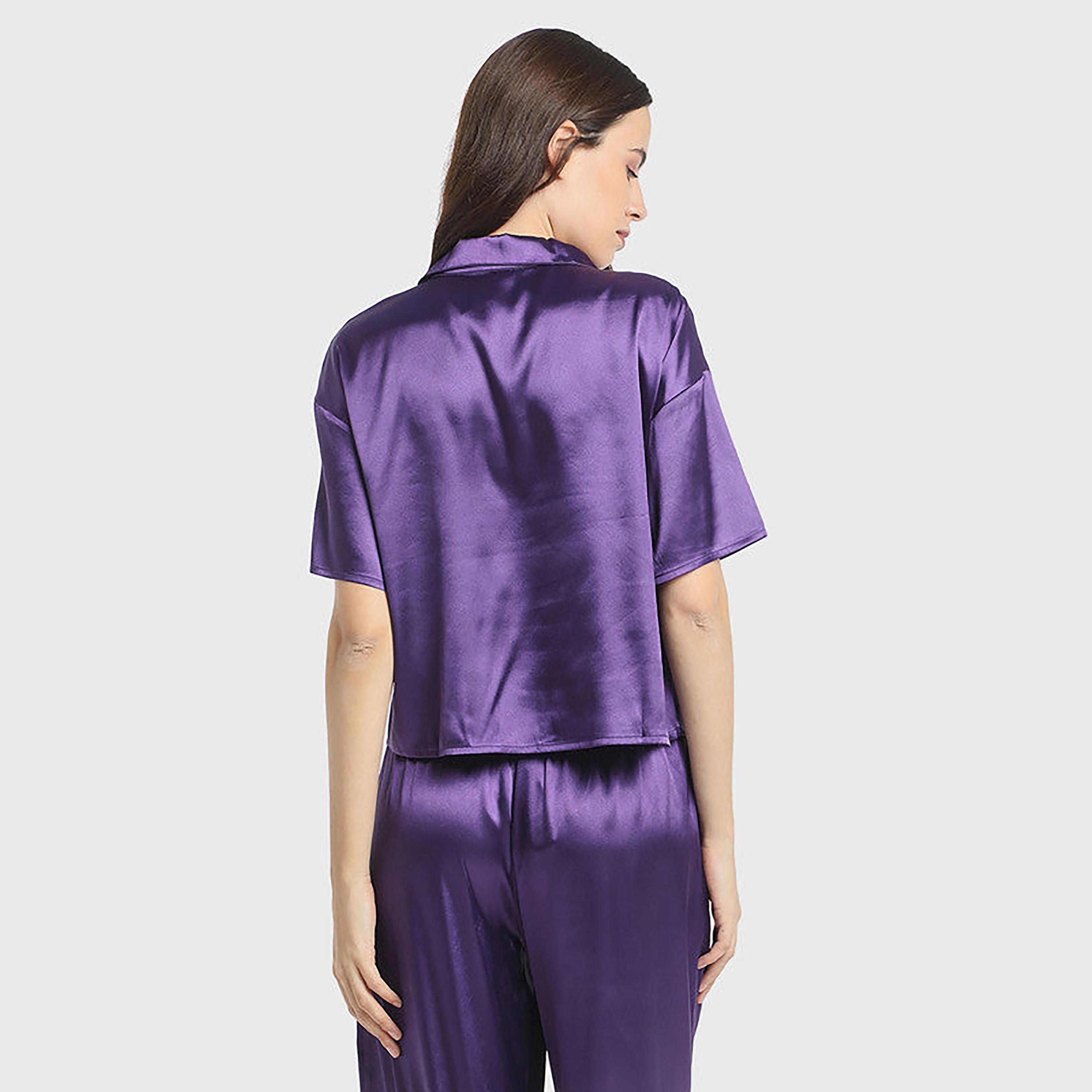 قميص نسائي بأكمام قصيرة بياقة بسيطة من لا سينزا-women-clothing-nightwear-pyjamas-tops-image-5