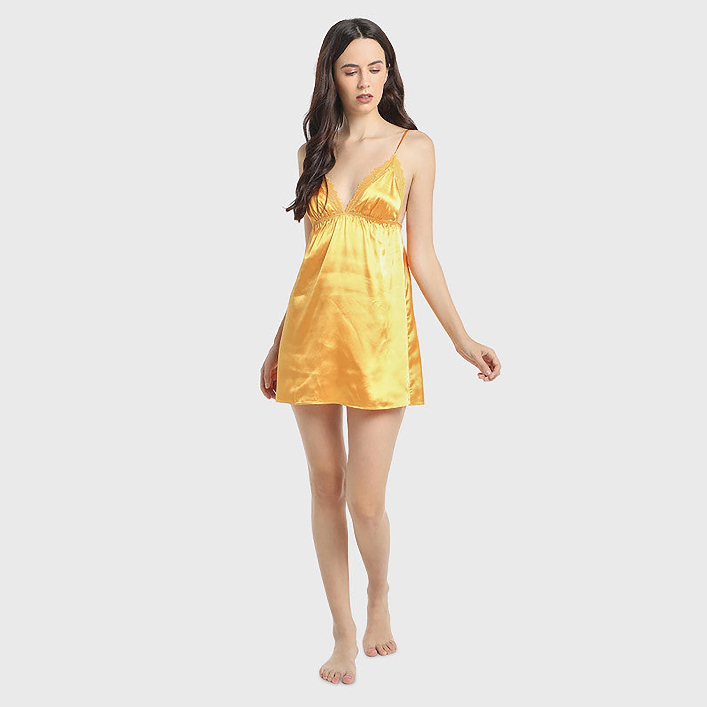 La Senza Lace Detail Shoulder Straps Sleeveless Women's Night Dress-women-clothing-nightwear-nighties-image-3