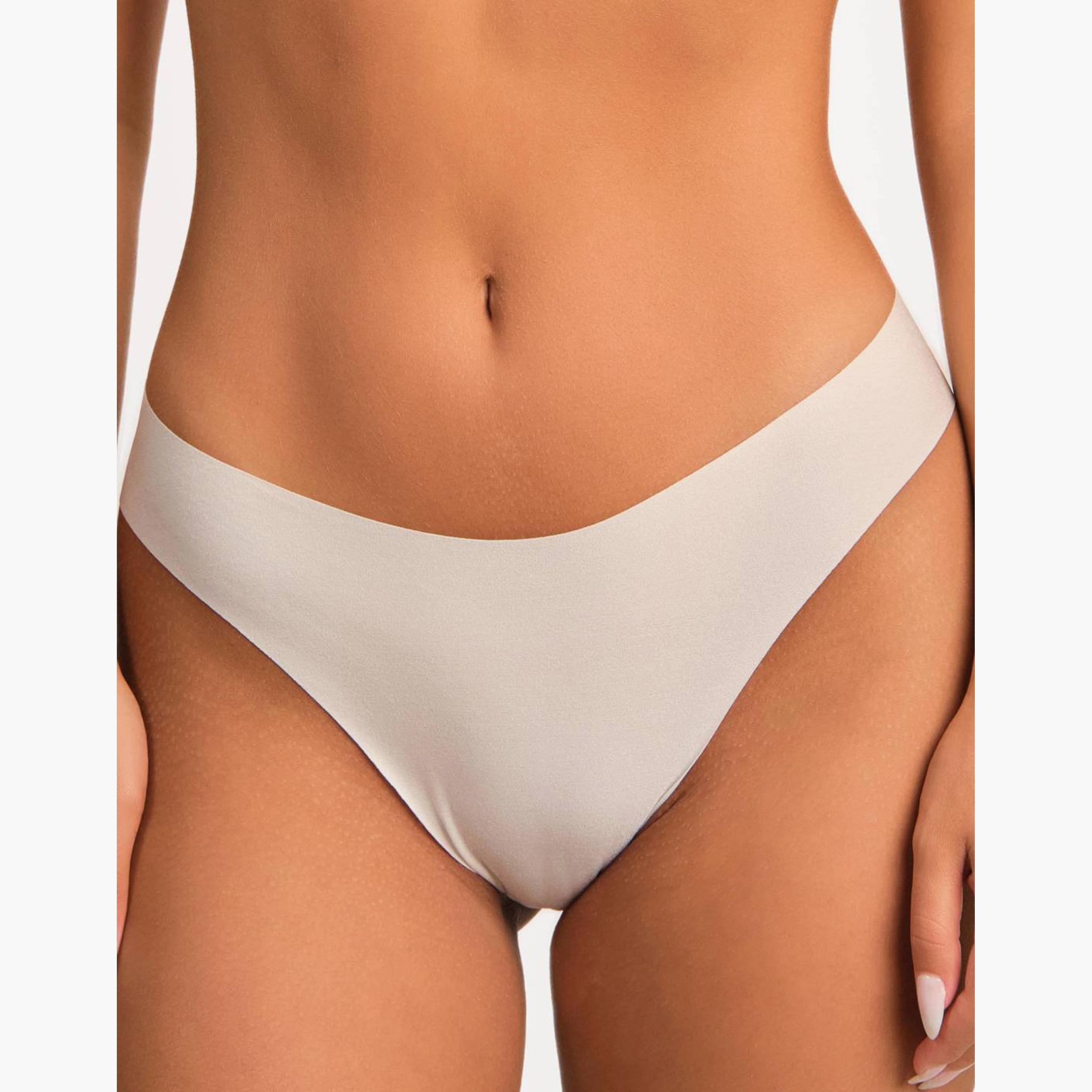 سراويل داخلية نسائية تشيكي بدون خياطة باللون الأبيض بتغطية منخفضة من لا سنزا-women-clothing-lingerie-panties-image-1