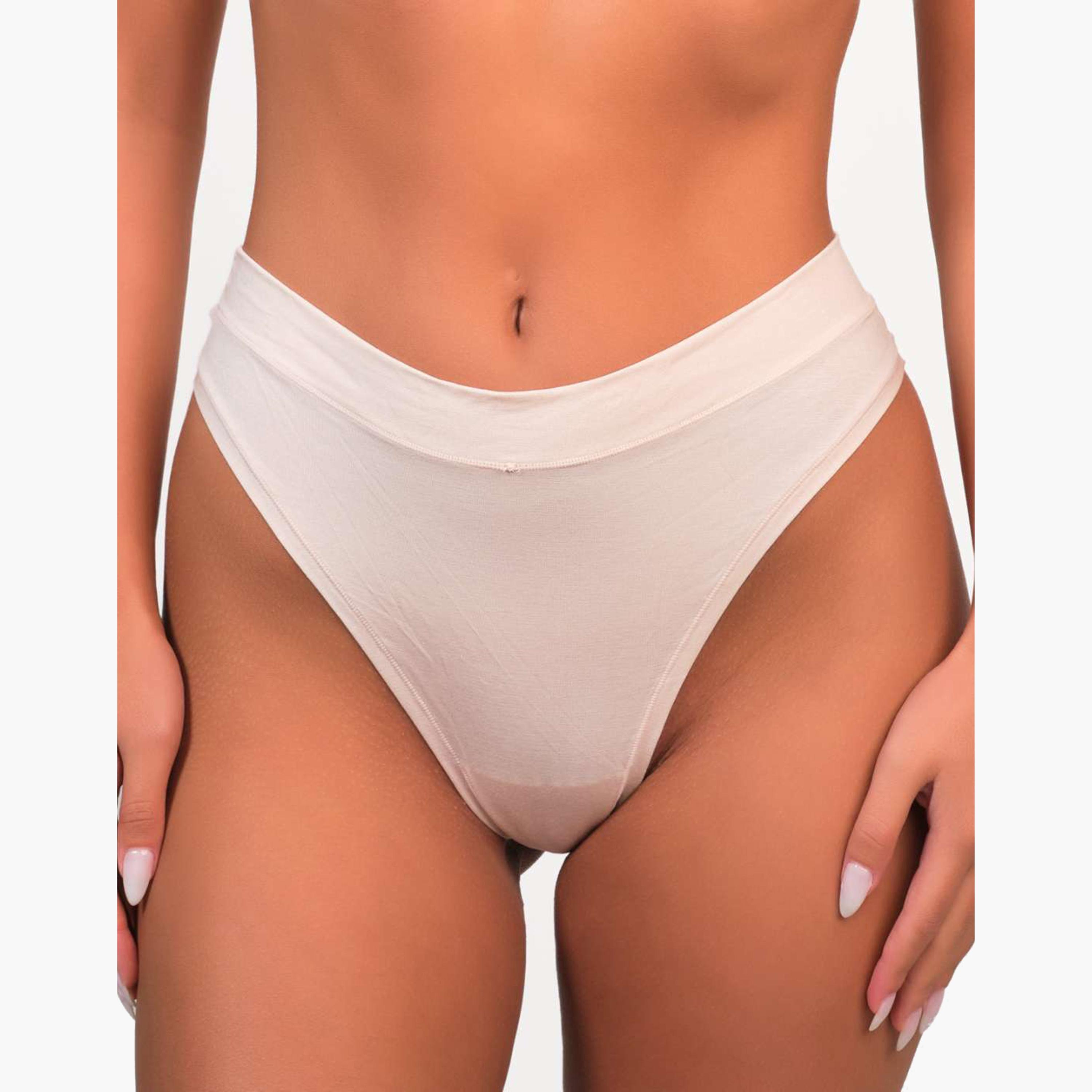 La Senza Comfort White Low Coverage Women's Thongs-women-clothing-lingerie-panties-image-1