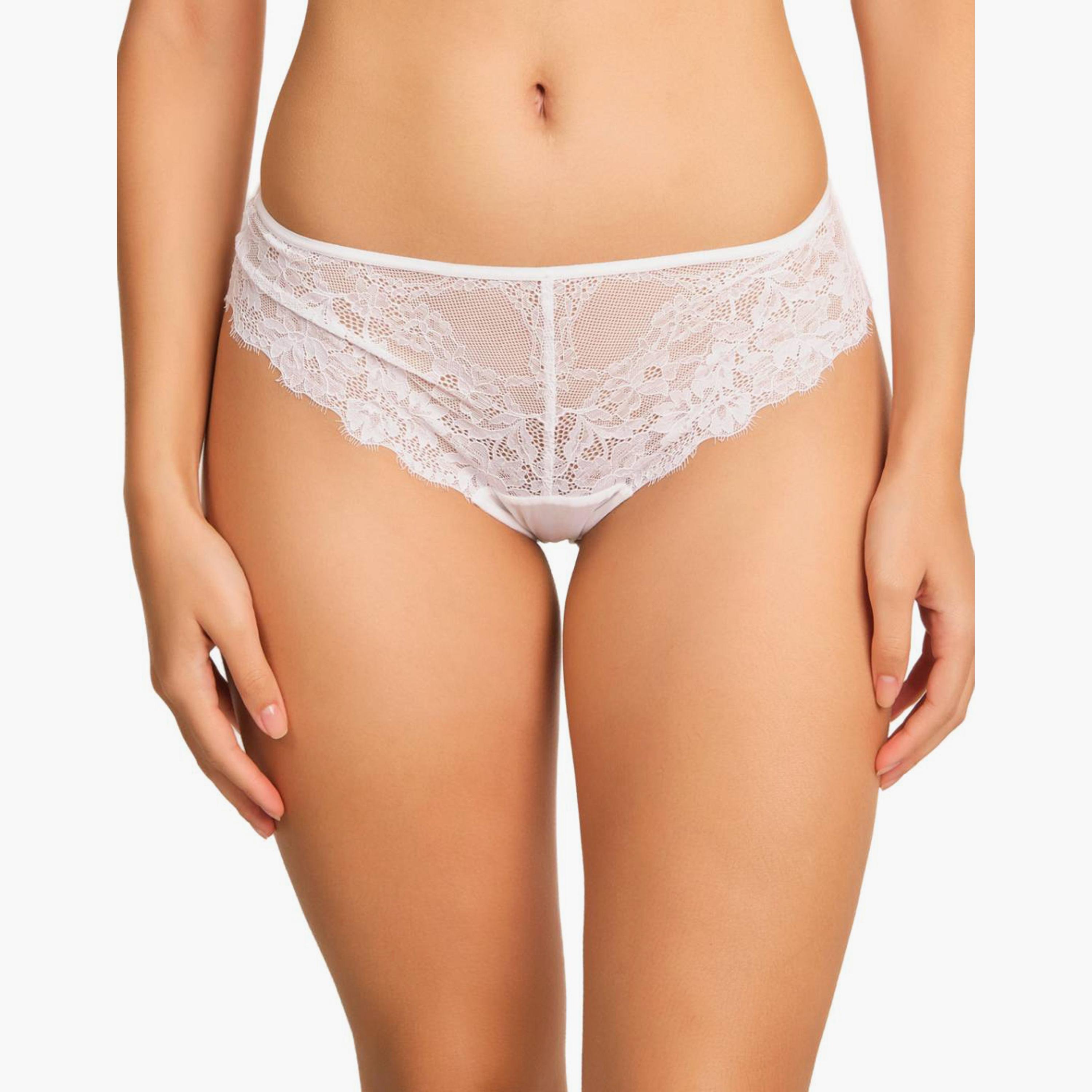 سراويل داخلية نسائية تشيكي مثيرة باللون الأبيض من الدانتيل بتغطية متوسطة من لا سنزا-women-clothing-lingerie-panties-image-1