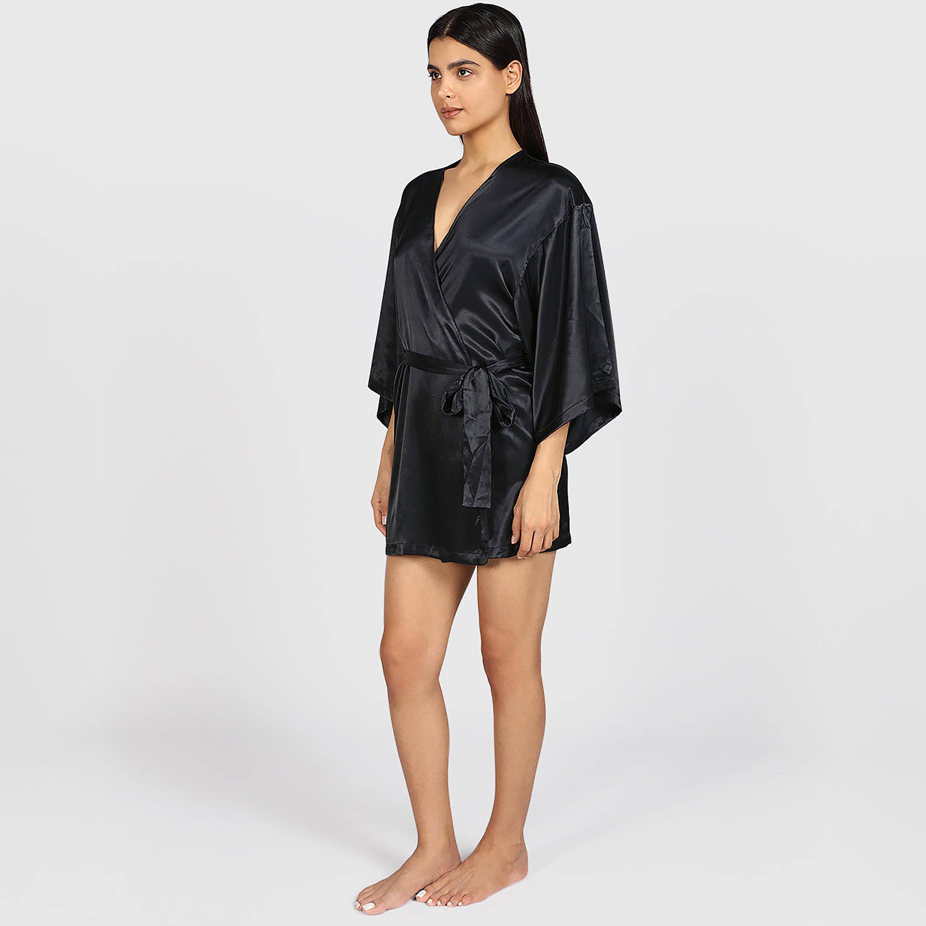 La Senza Plain Surplice Neck Three-Quarter Sleeves Women's Robe-women-clothing-nightwear-robes-image-2