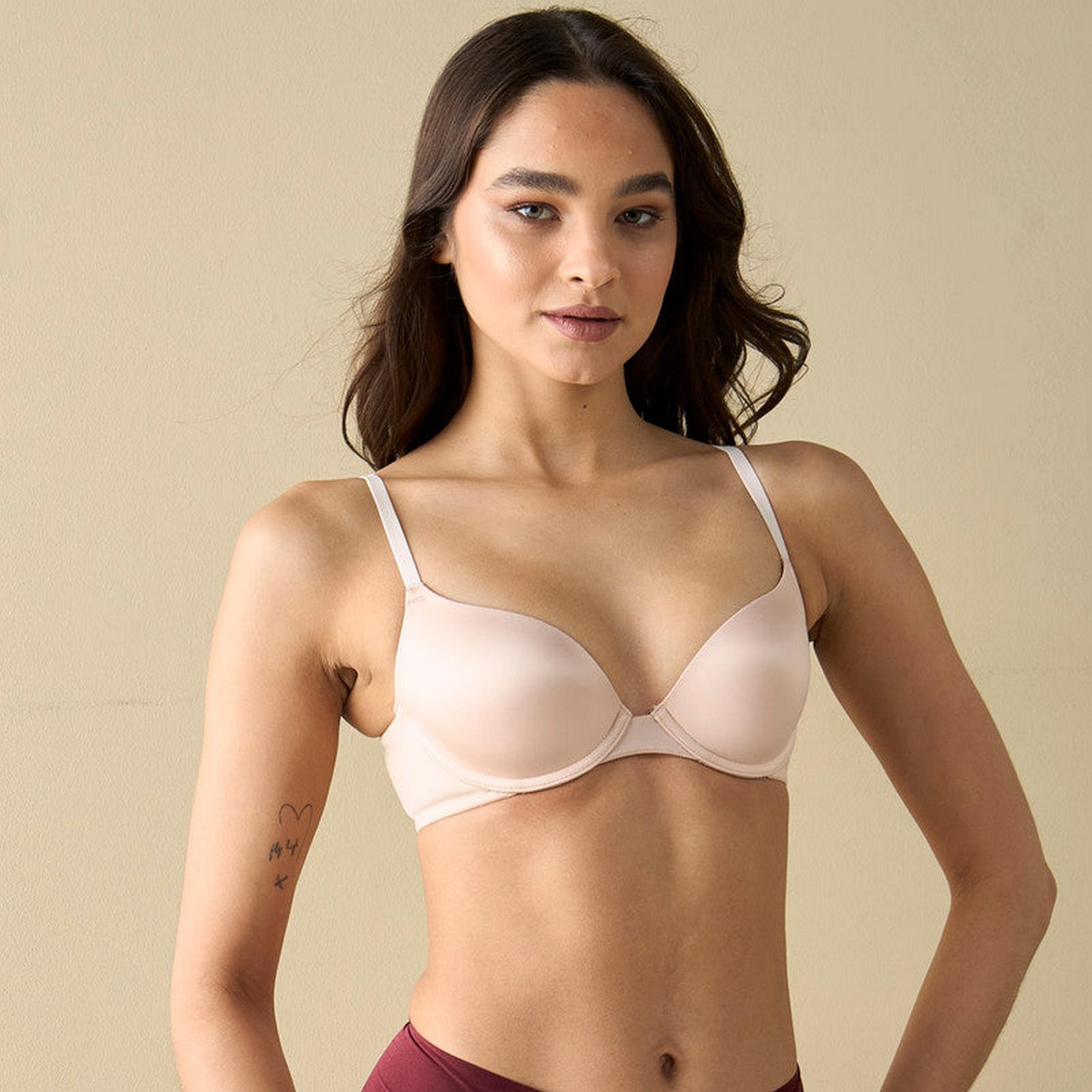 La Senza Obvious Light Padding Non-Wired Pink Women's Demi Bra-women-clothing-lingerie-bras-image-1