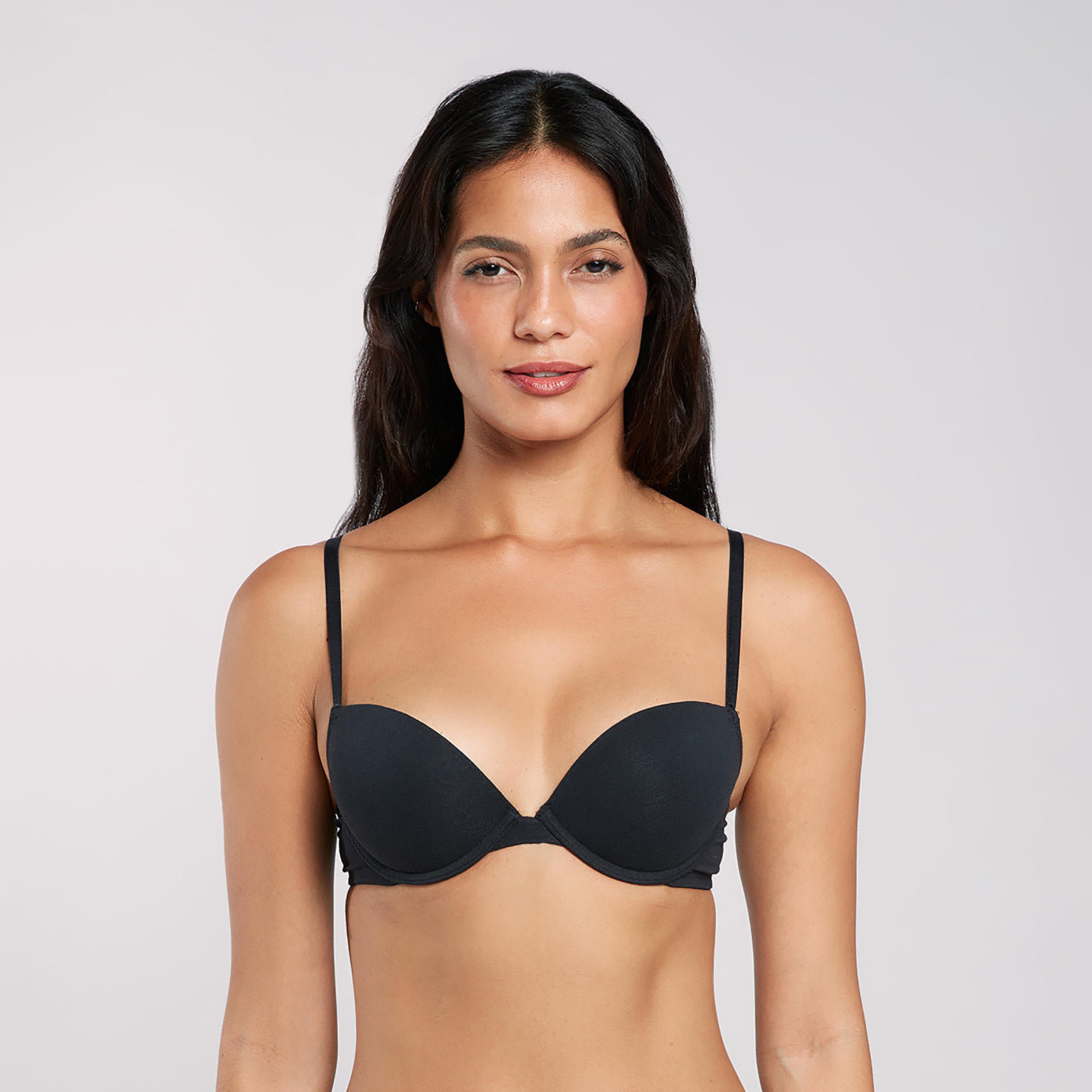 حمالة صدر نسائية بلانج مبطنة تريندي بالقطن الأسود برباط ودعم متوسط من لا سينزا-women-clothing-lingerie-bras-image-1
