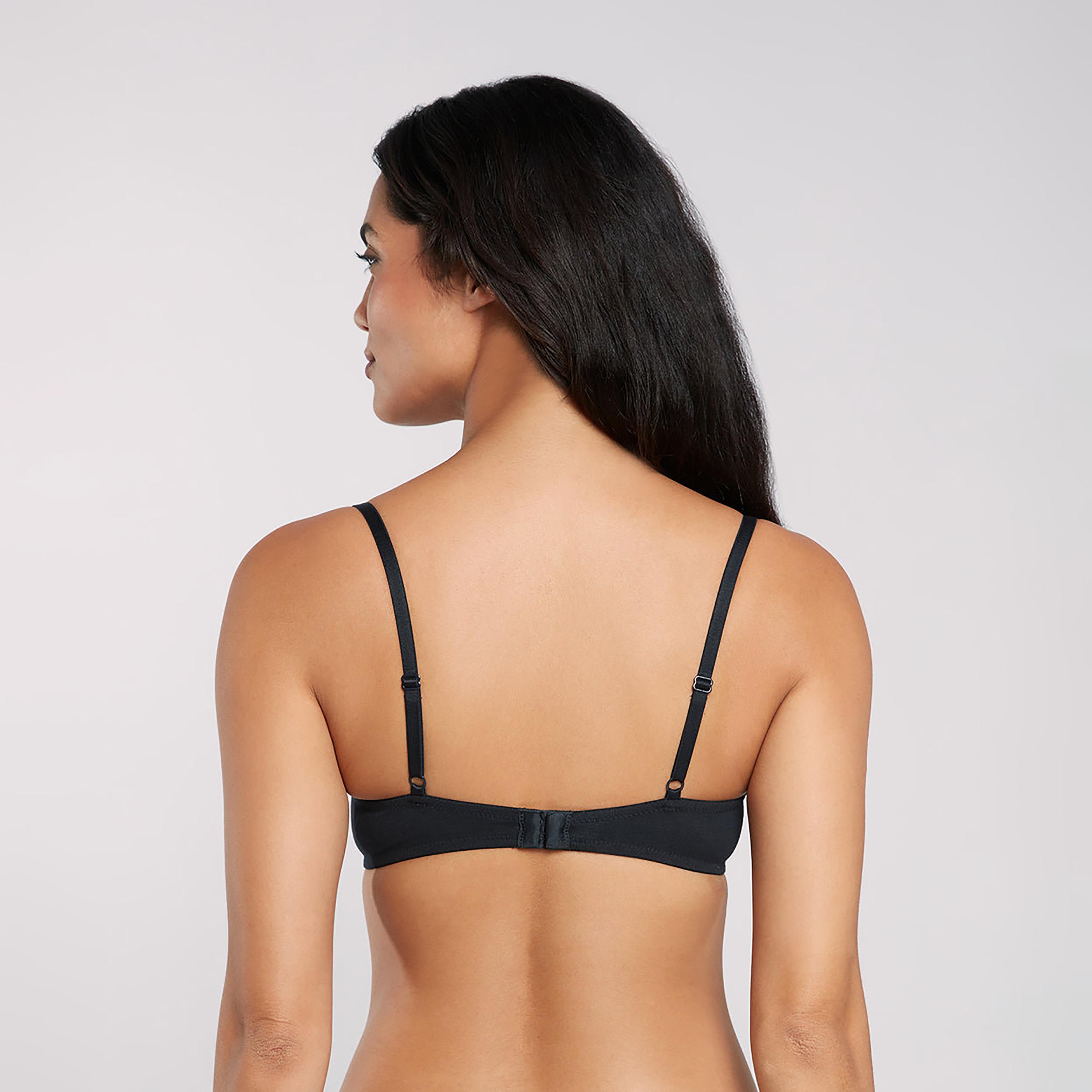 La Senza Trendy Black Cotton Wired Medium Support Padded Women's Plunge Bra-women-clothing-lingerie-bras-image-3