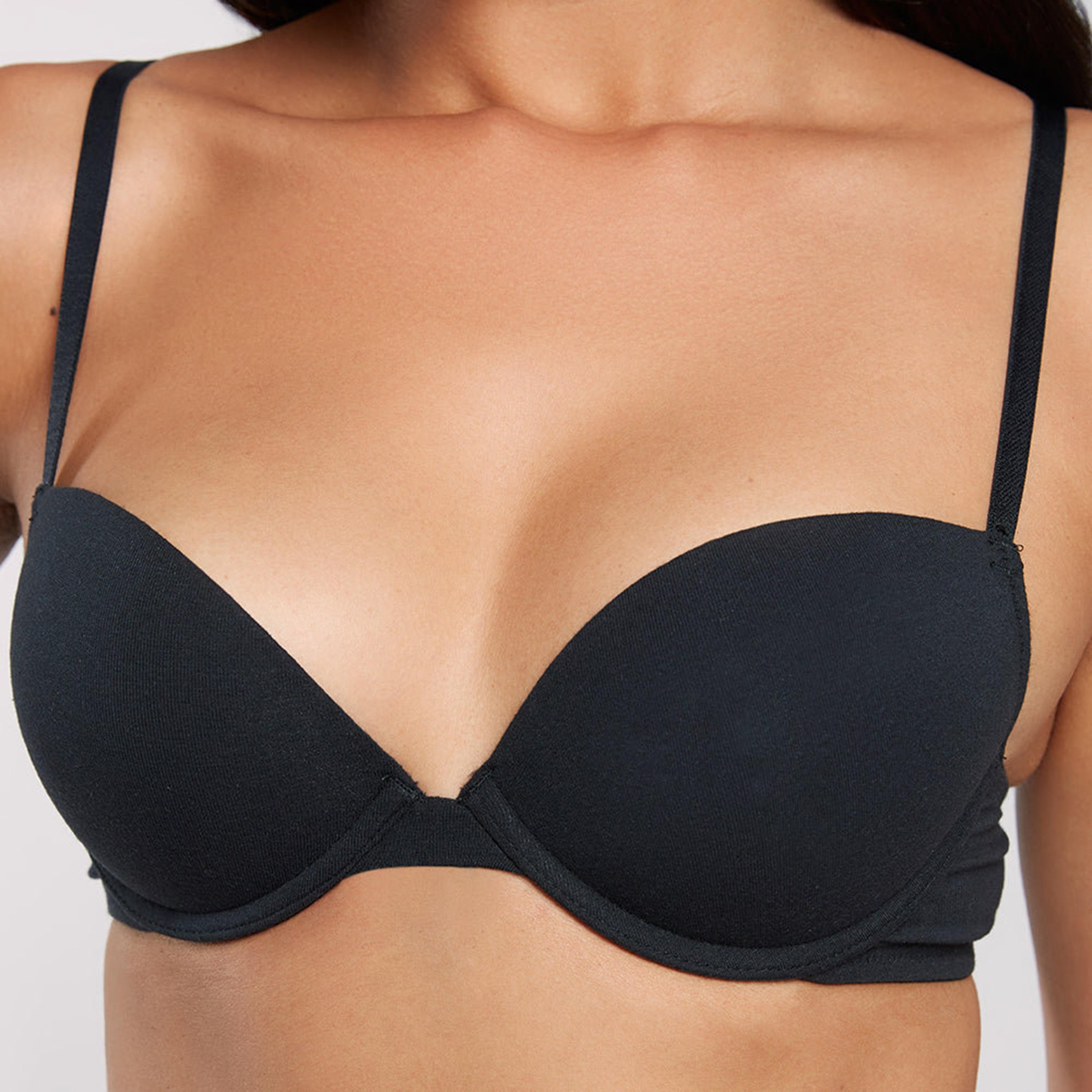 حمالة صدر نسائية بلانج مبطنة تريندي بالقطن الأسود برباط ودعم متوسط من لا سينزا-women-clothing-lingerie-bras-image-4