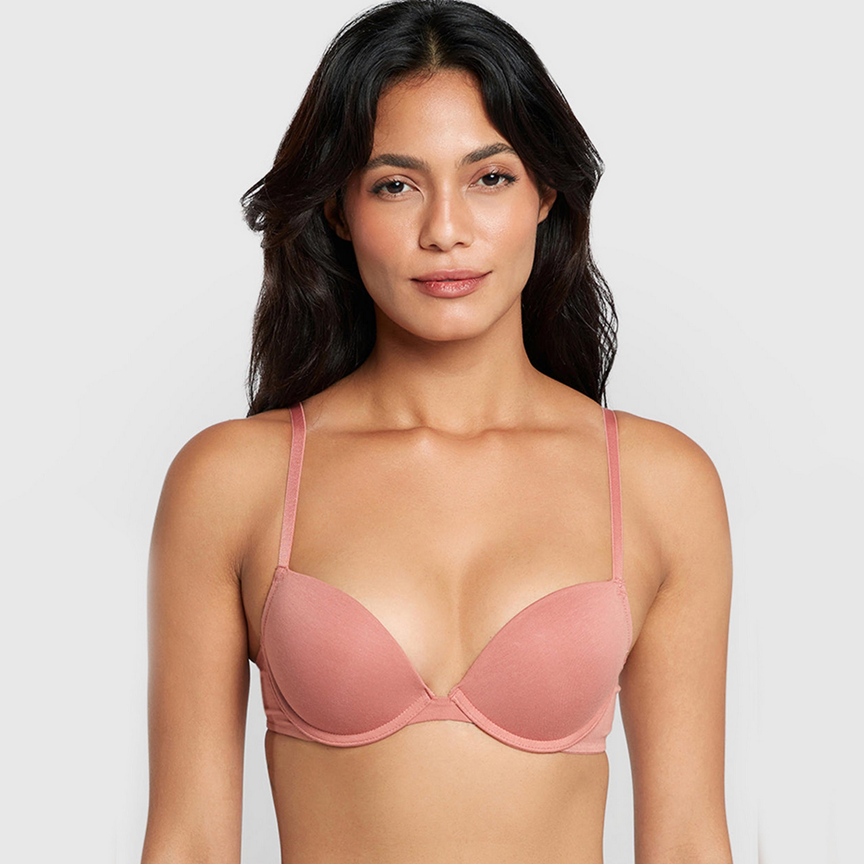 La Senza Trendy Push-Up Cotton Wired Medium Support Padded Women's Plunge Bra-women-clothing-lingerie-bras-image-1
