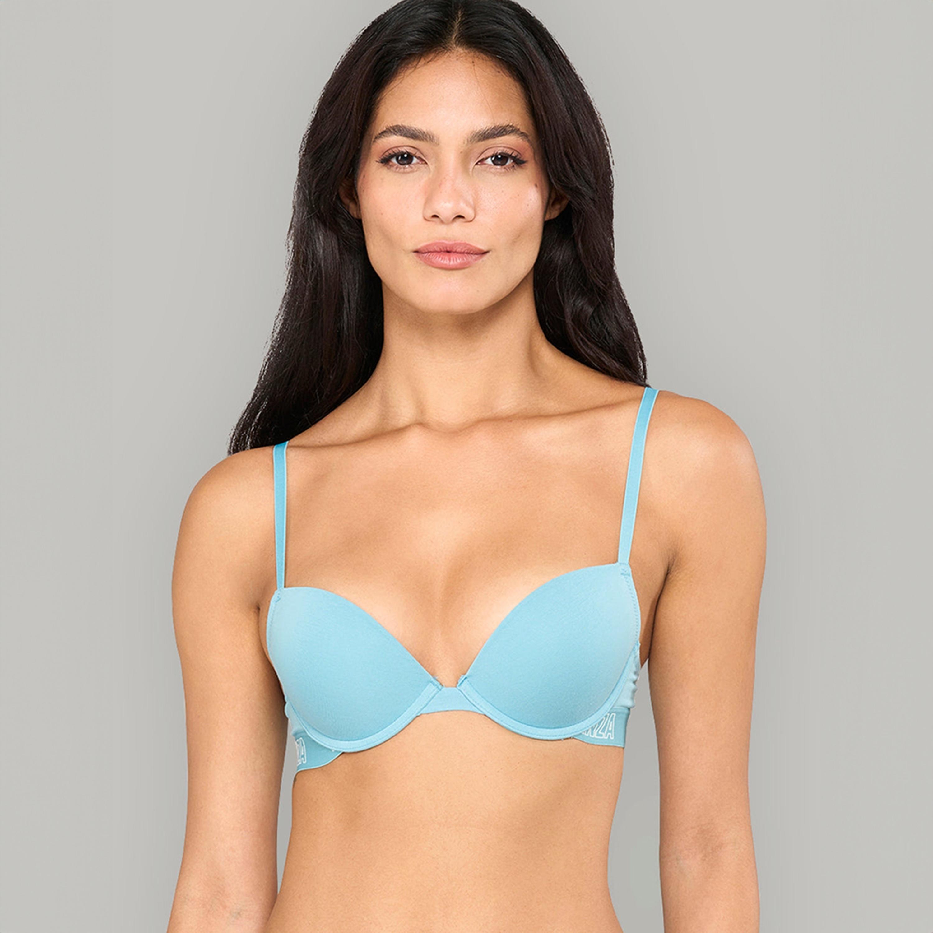 La Senza Remix Trendy Wired Medium Support Padded Women's Push Up Plunge Bra-women-clothing-lingerie-bras-image-1