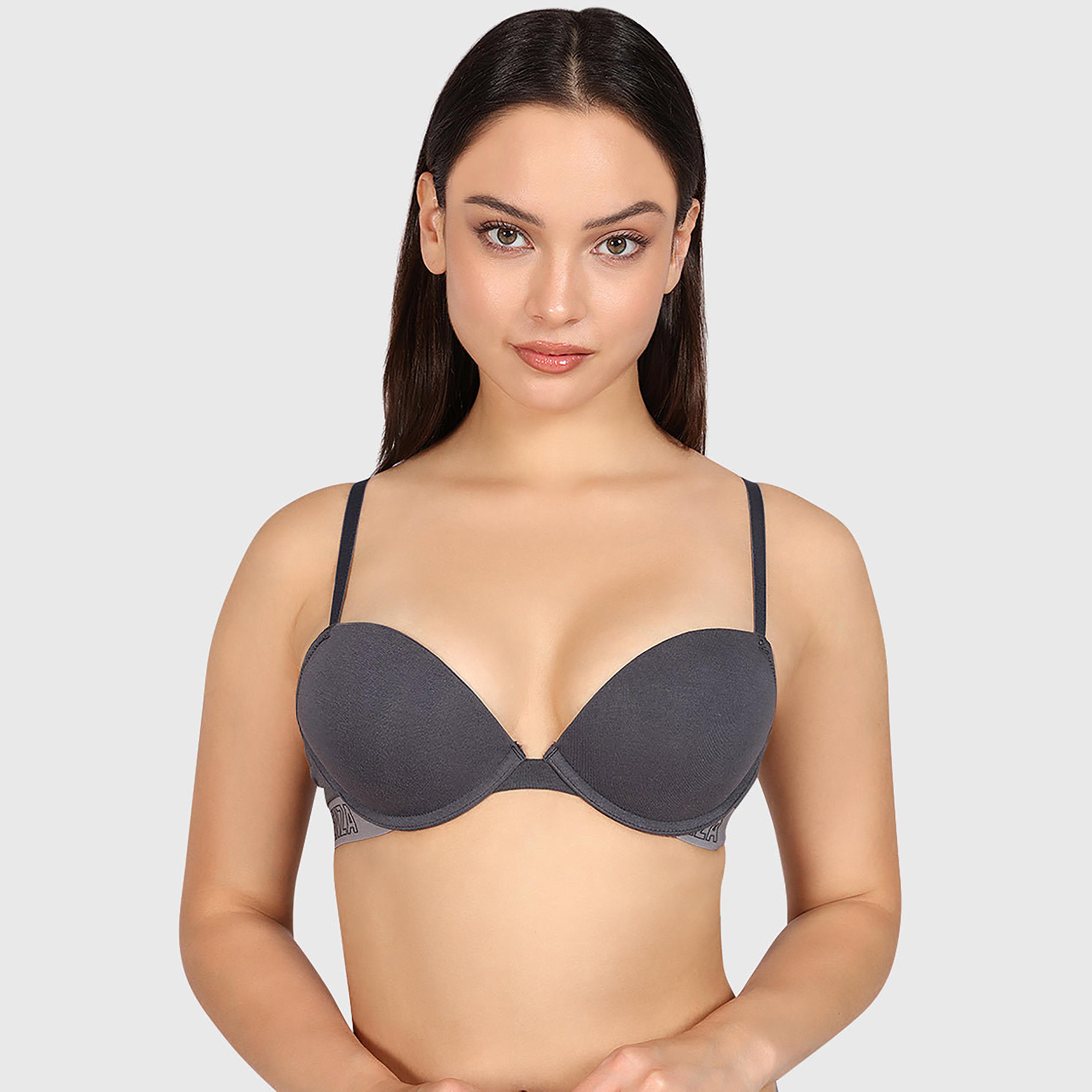 حمالة صدر نسائية "بوش أب" مبطنة بسلك ودعم متوسط "تريند ريمكس" - فحمى من لا سنزا-women-clothing-lingerie-bras-image-1