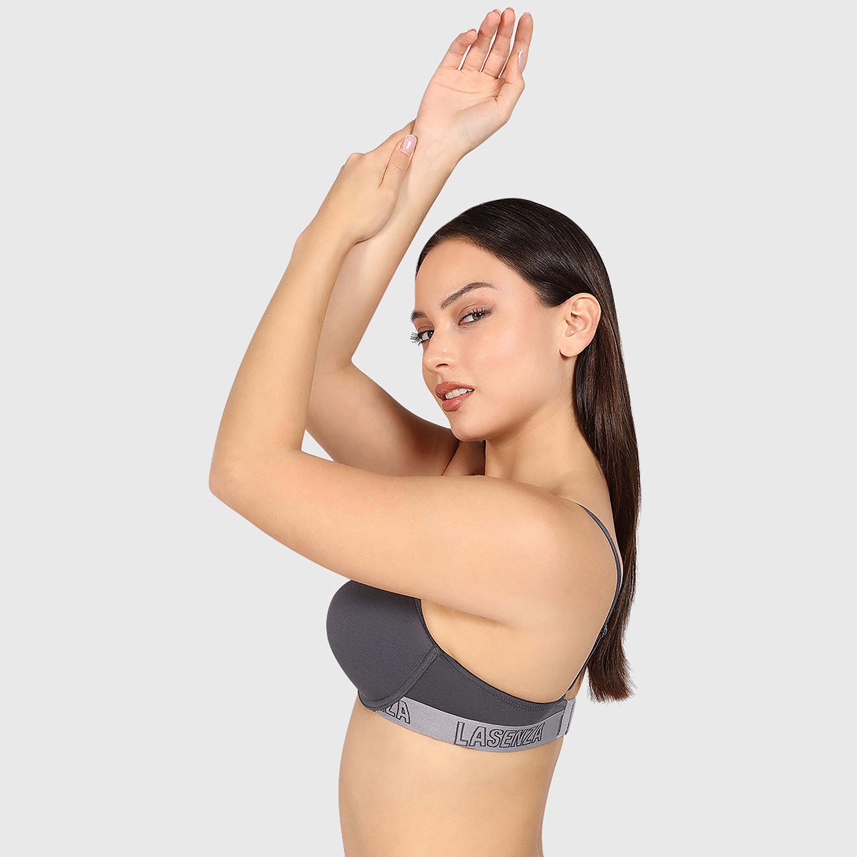 حمالة صدر نسائية "بوش أب" مبطنة بسلك ودعم متوسط "تريند ريمكس" - فحمى من لا سنزا-women-clothing-lingerie-bras-image-2