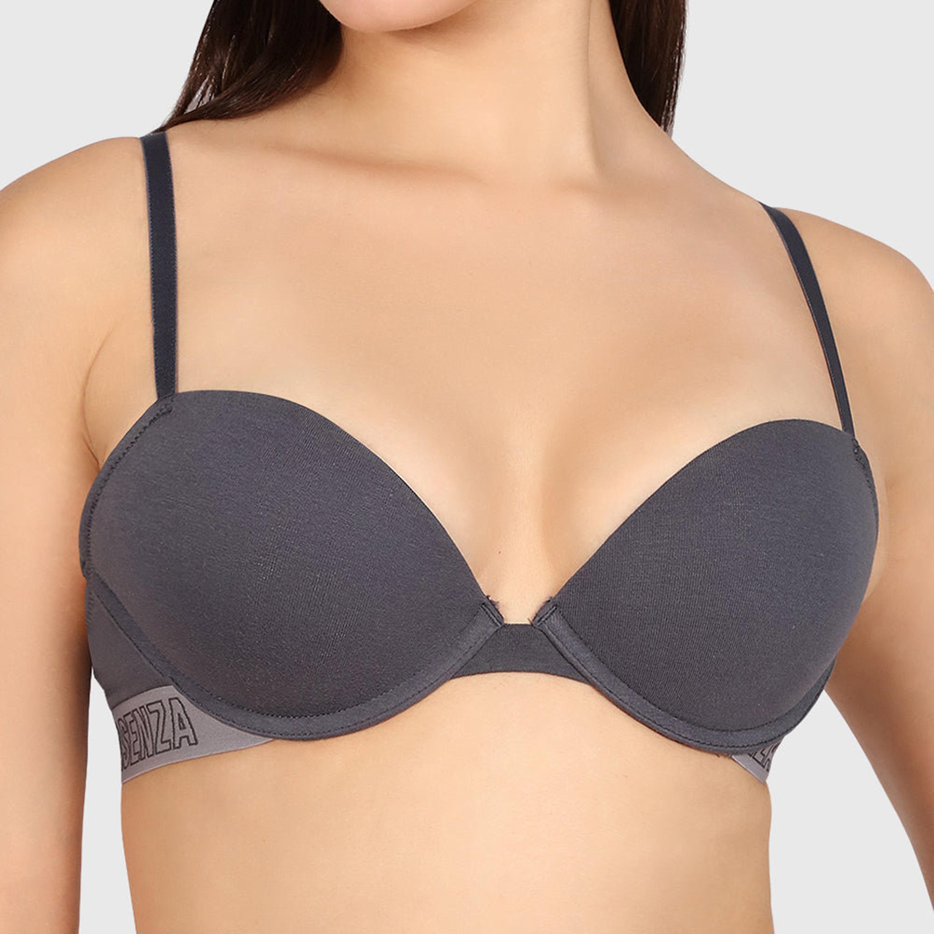 حمالة صدر نسائية "بوش أب" مبطنة بسلك ودعم متوسط "تريند ريمكس" - فحمى من لا سنزا-women-clothing-lingerie-bras-image-4
