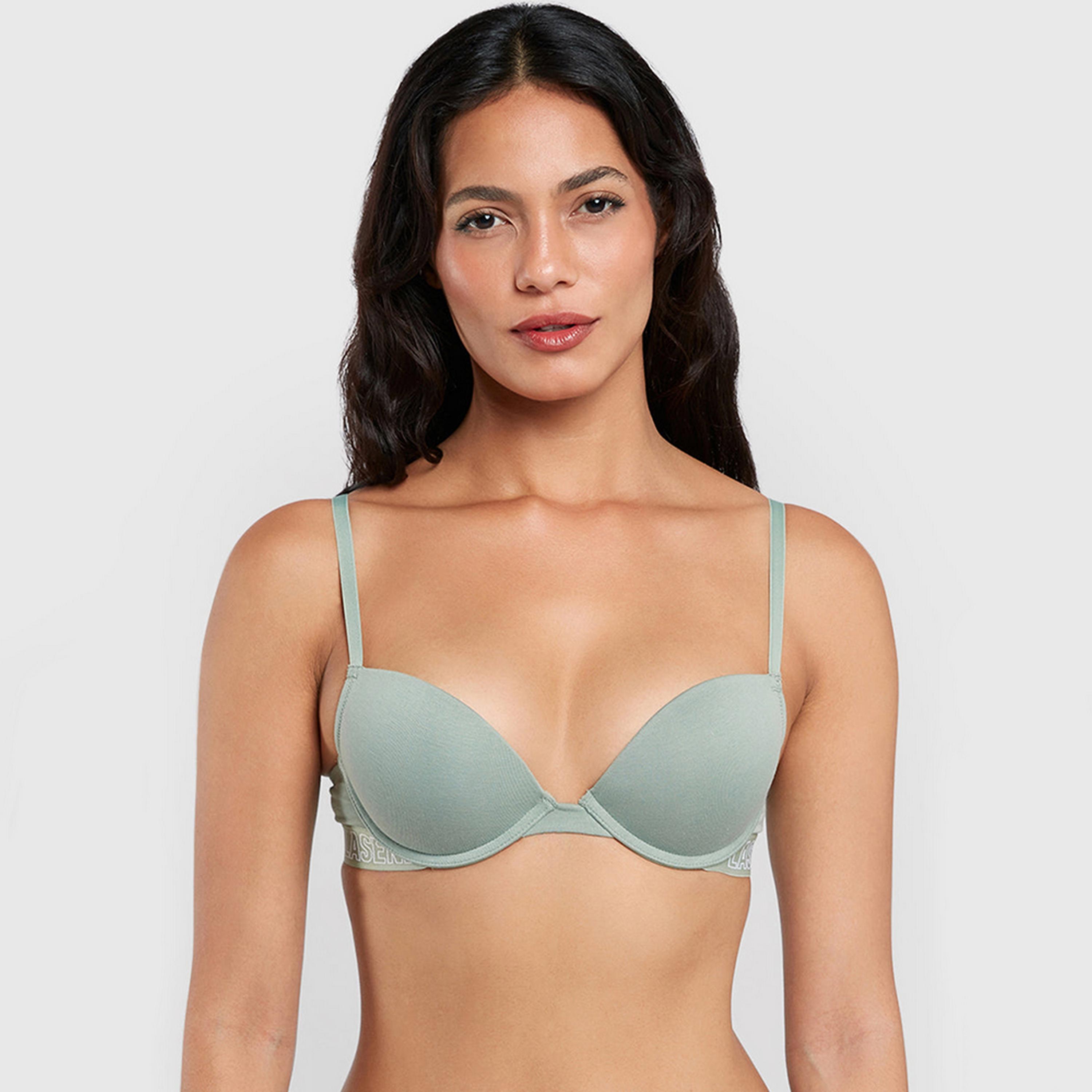 حمالة صدر نسائية بوش أب بأسلاك وداعمة متوسطة ومبطنة، قطن ريمكس من لا سنزا-women-clothing-lingerie-bras-image-1