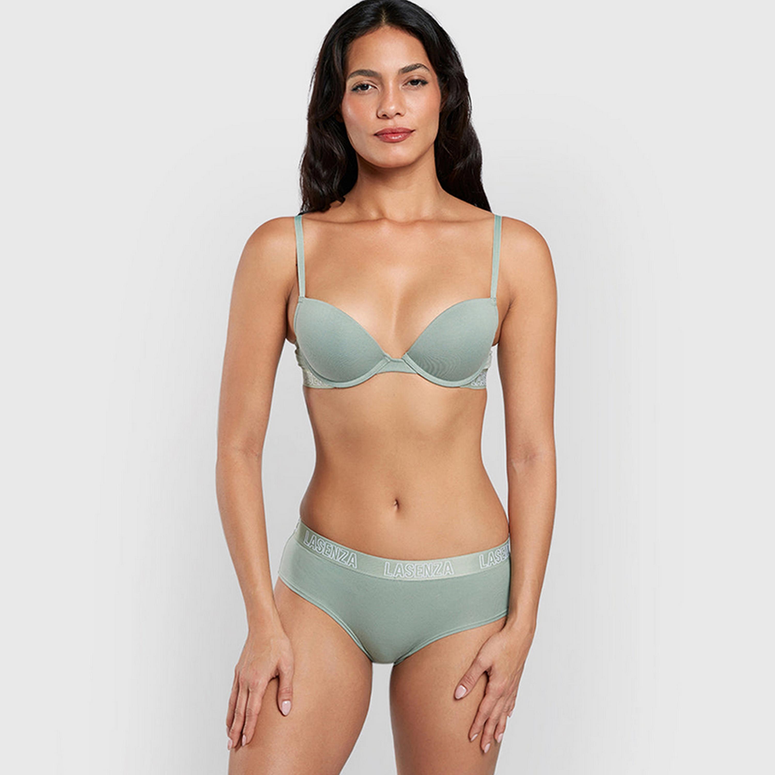 حمالة صدر نسائية بوش أب بأسلاك وداعمة متوسطة ومبطنة، قطن ريمكس من لا سنزا-women-clothing-lingerie-bras-image-3