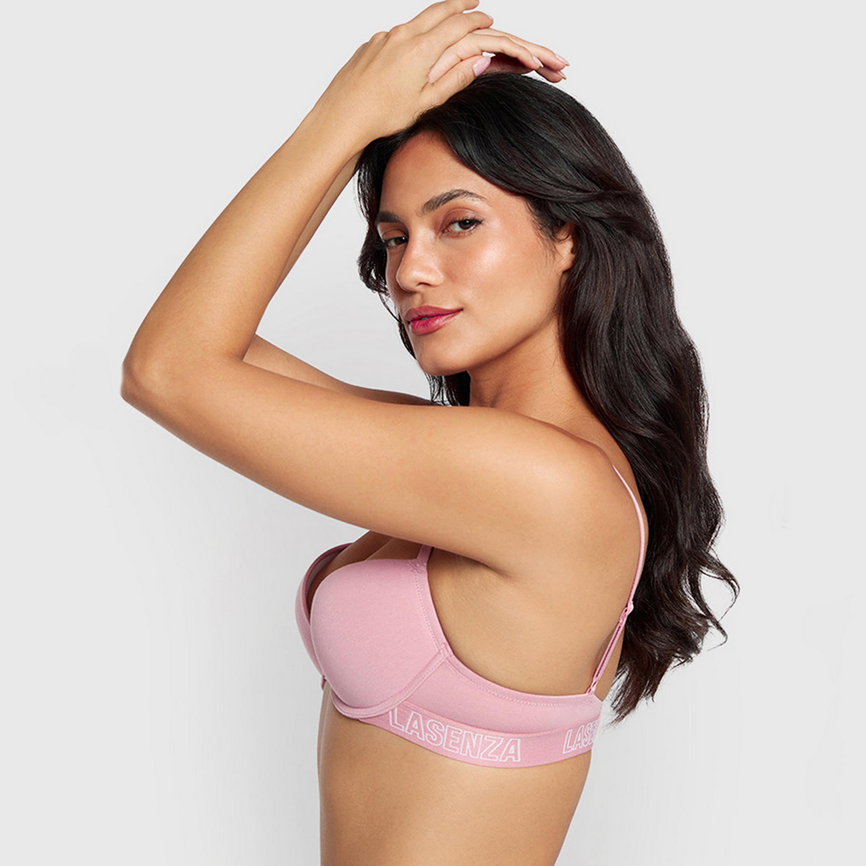 حمالة صدر نسائية بوش أب بأسلاك وداعمة متوسطة ومبطنة، قطن ريمكس من لا سنزا-women-clothing-lingerie-bras-image-6