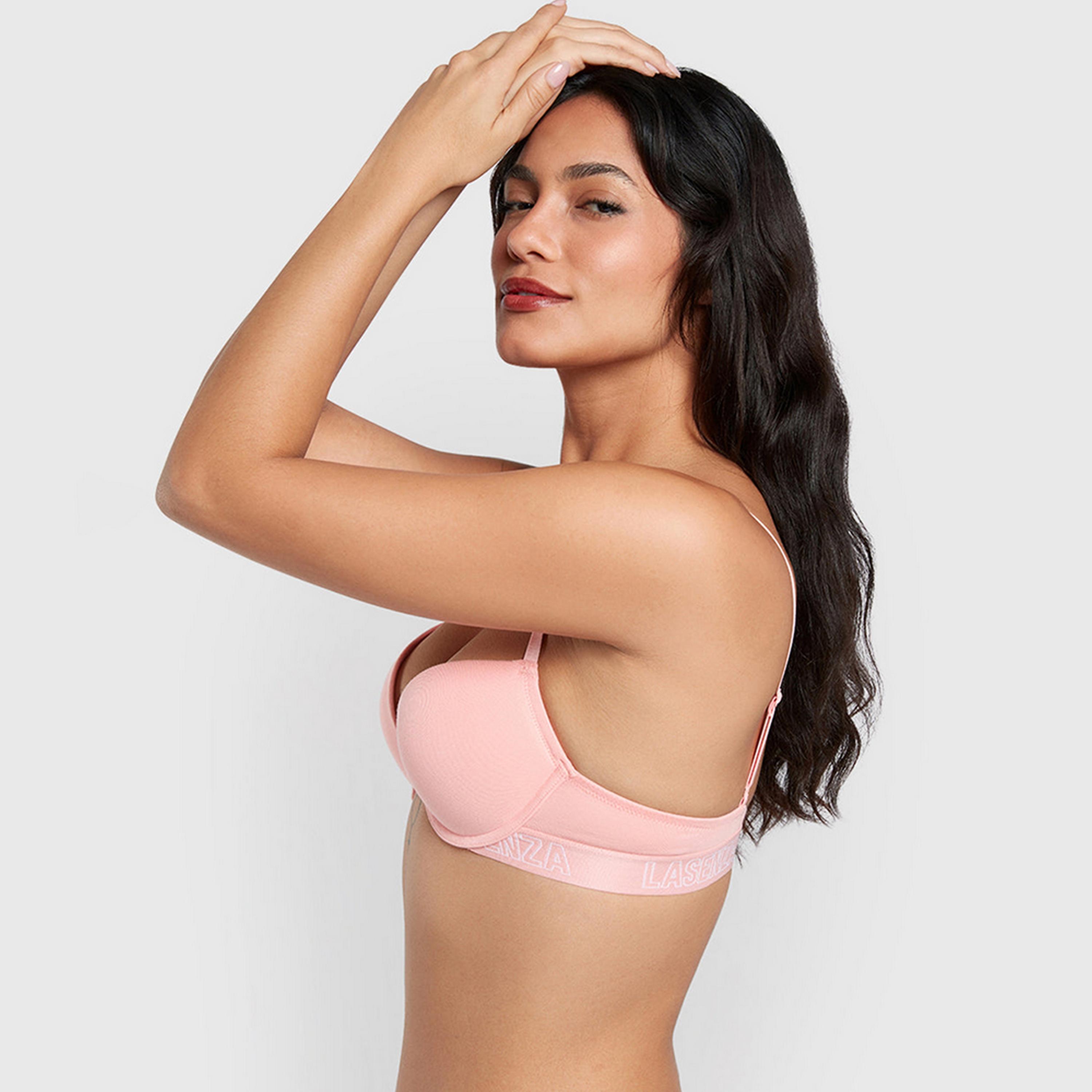 حمالة صدر نسائية بوش أب بأسلاك وداعمة متوسطة ومبطنة، قطن ريمكس من لا سنزا-women-clothing-lingerie-bras-image-10