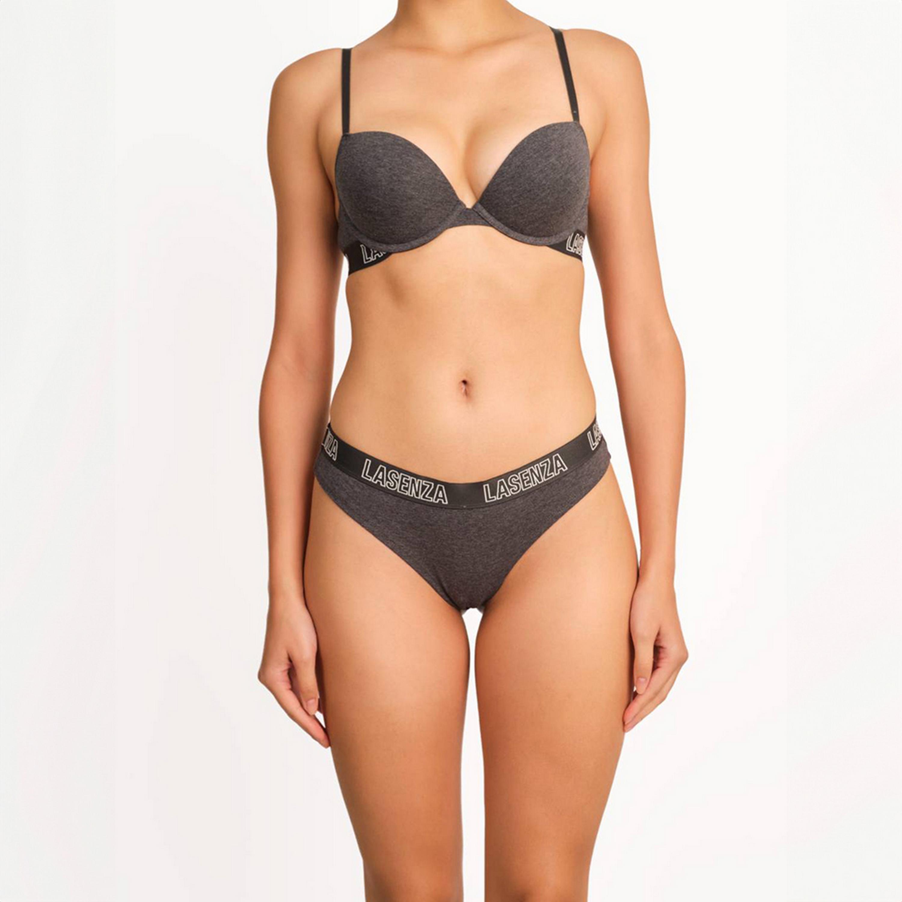 حمالة صدر غاطسة بوش أب بلون رمادي سلكية بدعم متوسط ومبطنة للنساء تريندي من لا سينزا-women-clothing-lingerie-bras-image-2