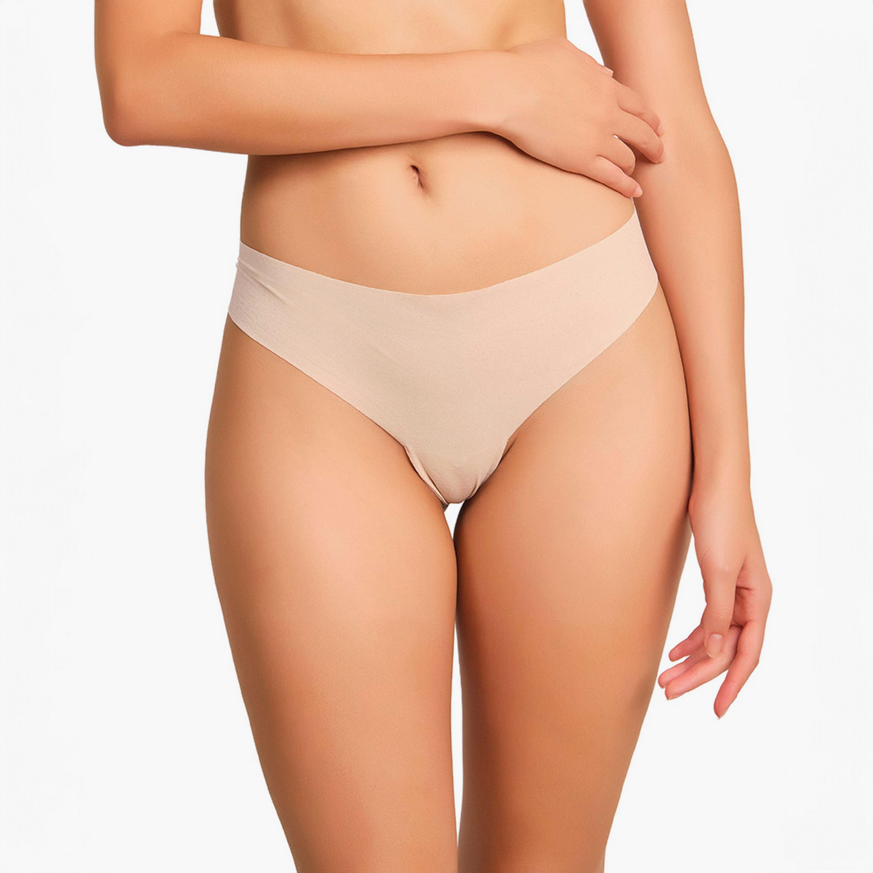 La Senza Seamless Nude Low Coverage Women's Thong Panty-women-clothing-lingerie-panties-image-1