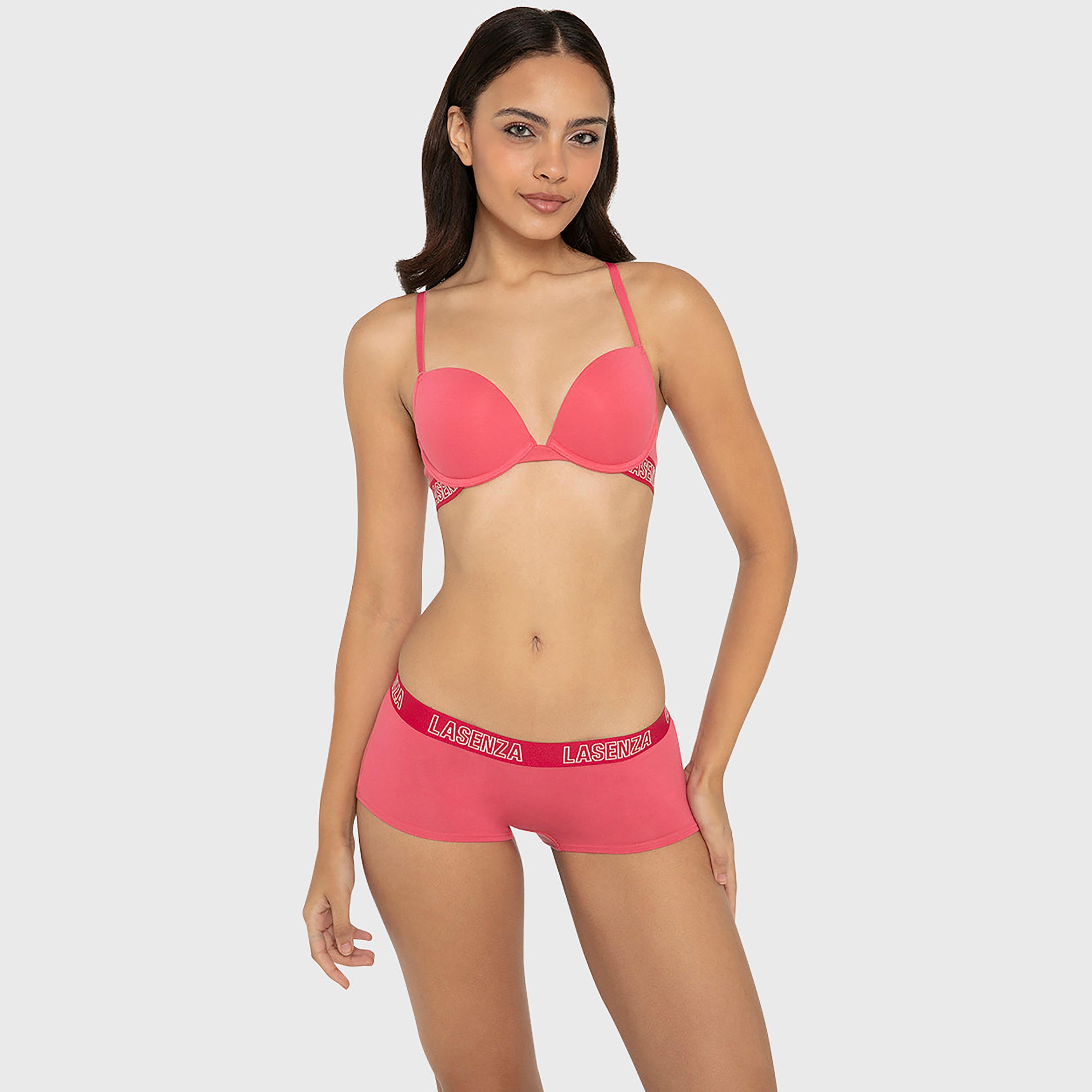 La Senza Cotton Brand Print Waistband Full Coverage Women's Boyshort Panties-women-clothing-lingerie-panties-image-2