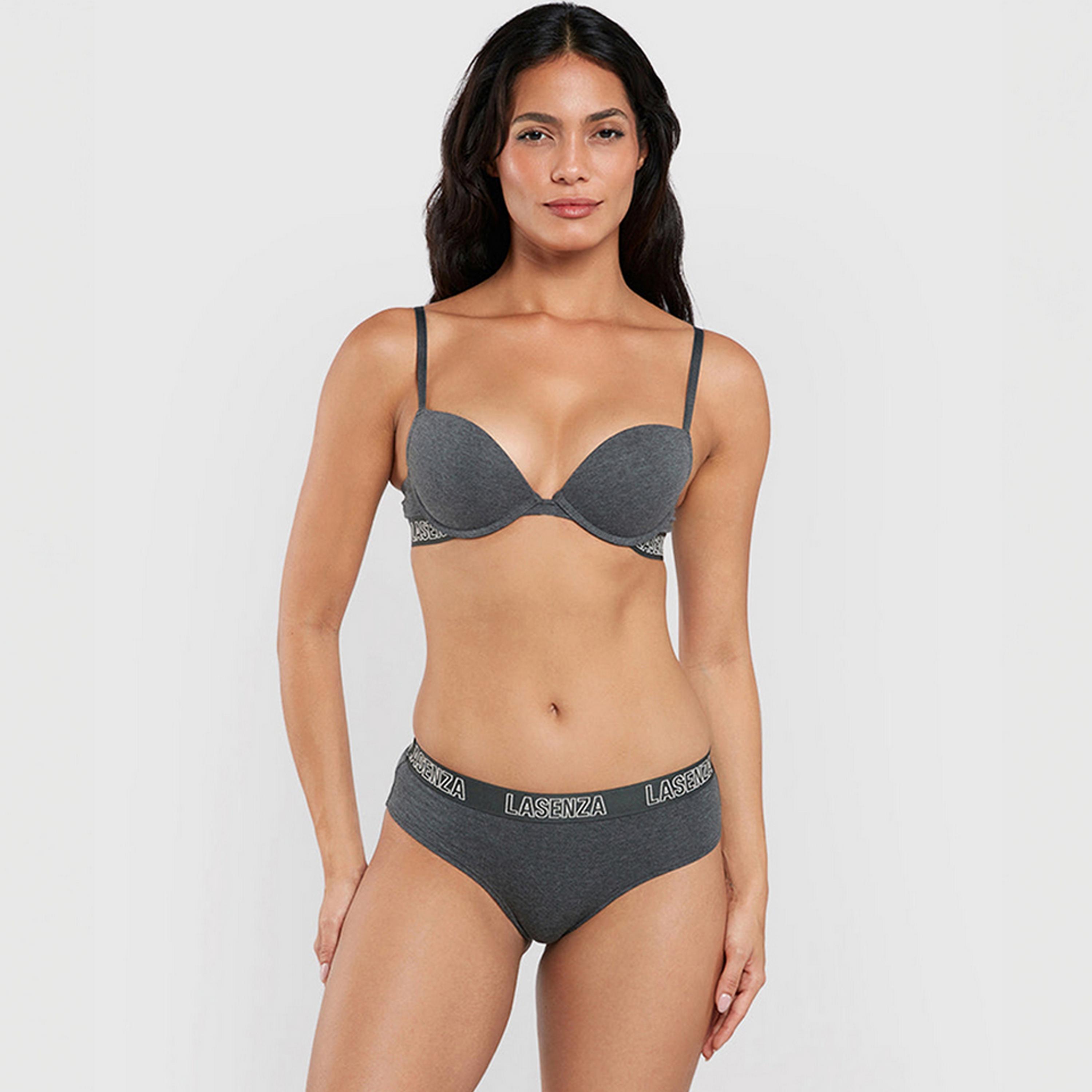 سروال داخلي نسائي هيبيستر بتغطية متوسطة، رمادي هيذر عصري من لا سنزا-women-clothing-lingerie-panties-image-2