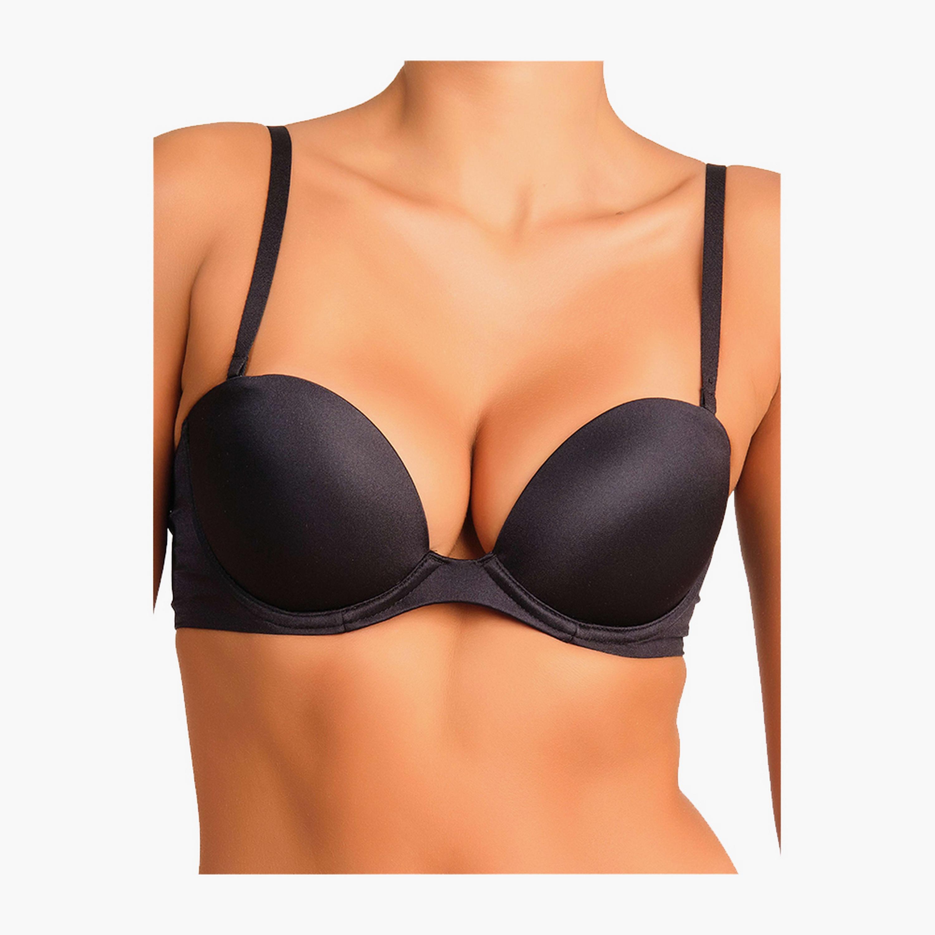 La Senza Strapless Black Wired Medium Support Padded Women's Plunge Bra-women-clothing-lingerie-bras-image-1