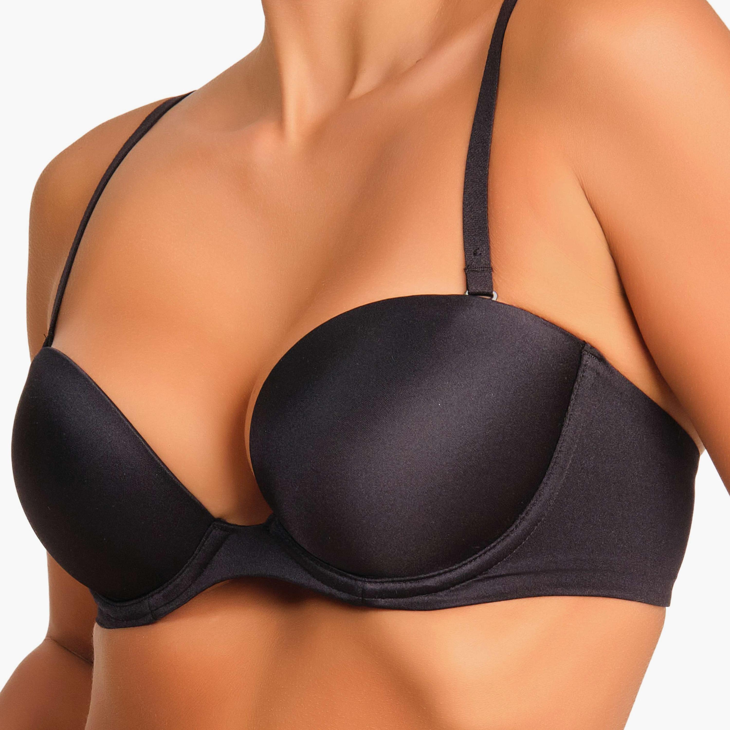 La Senza Strapless Black Wired Medium Support Padded Women's Plunge Bra-women-clothing-lingerie-bras-image-2