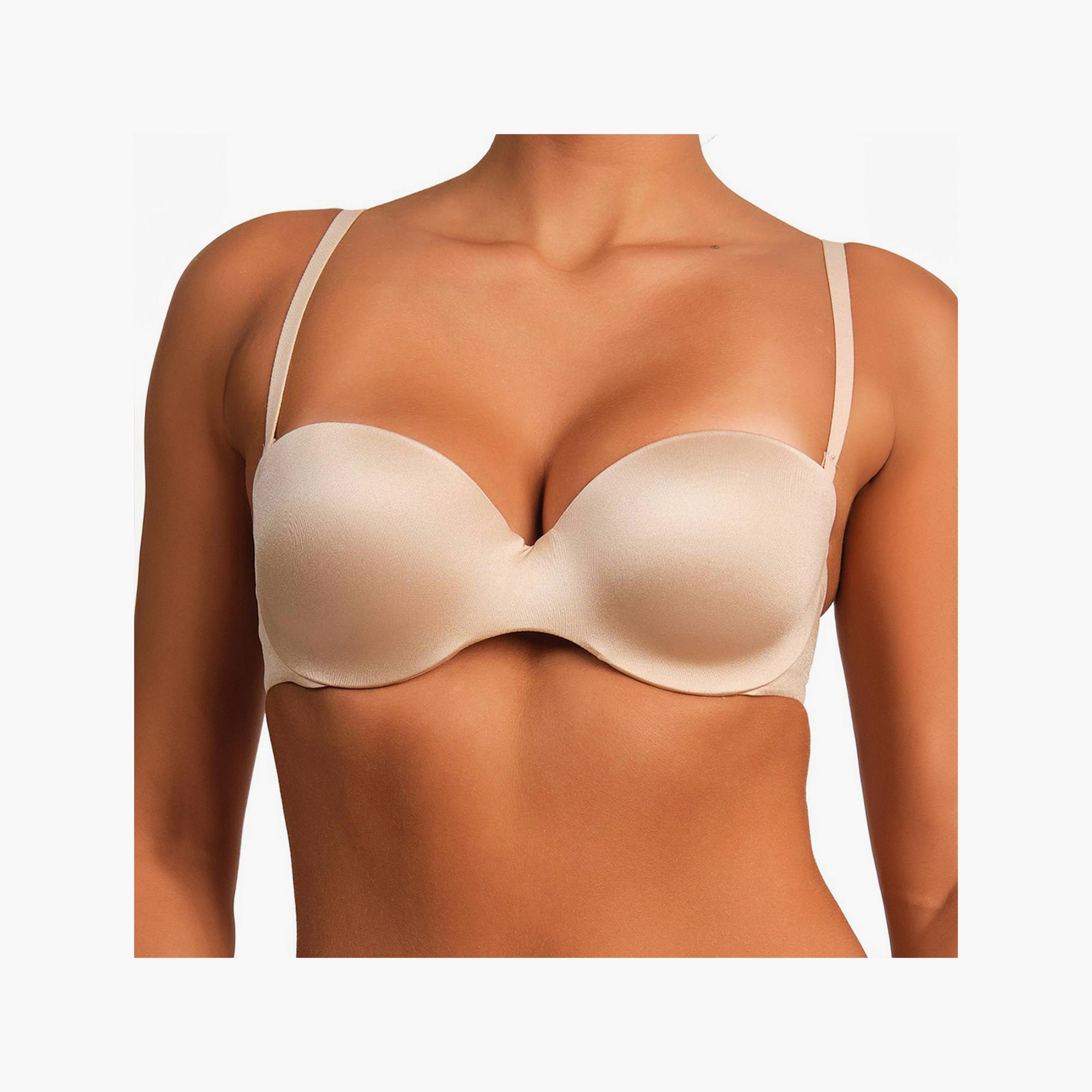حمالة صدر غاطسة سلكية بدعم متوسط ومبطنة بدون حمالات للنساء من لا سينزا-women-clothing-lingerie-bras-image-1