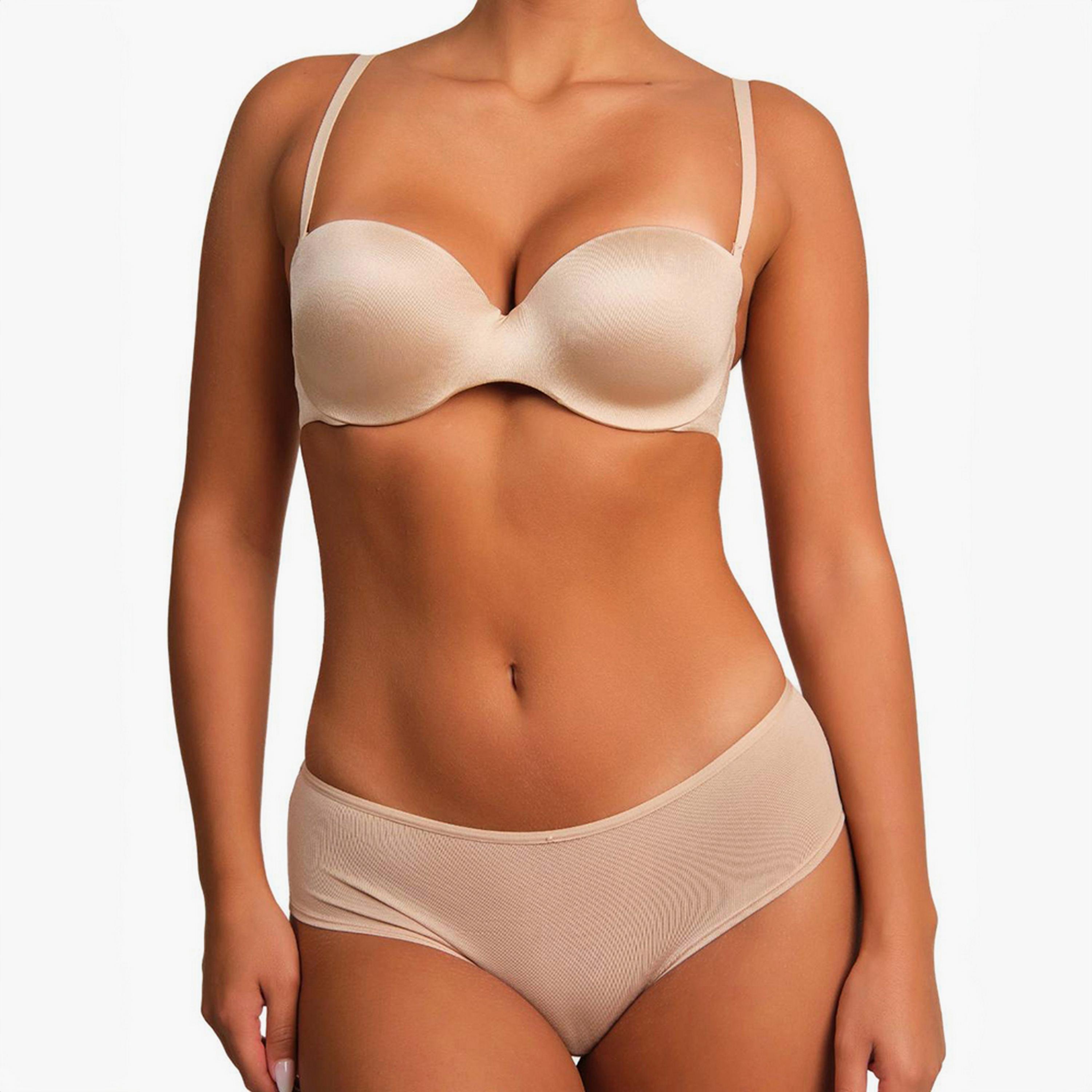 حمالة صدر غاطسة سلكية بدعم متوسط ومبطنة بدون حمالات للنساء من لا سينزا-women-clothing-lingerie-bras-image-2
