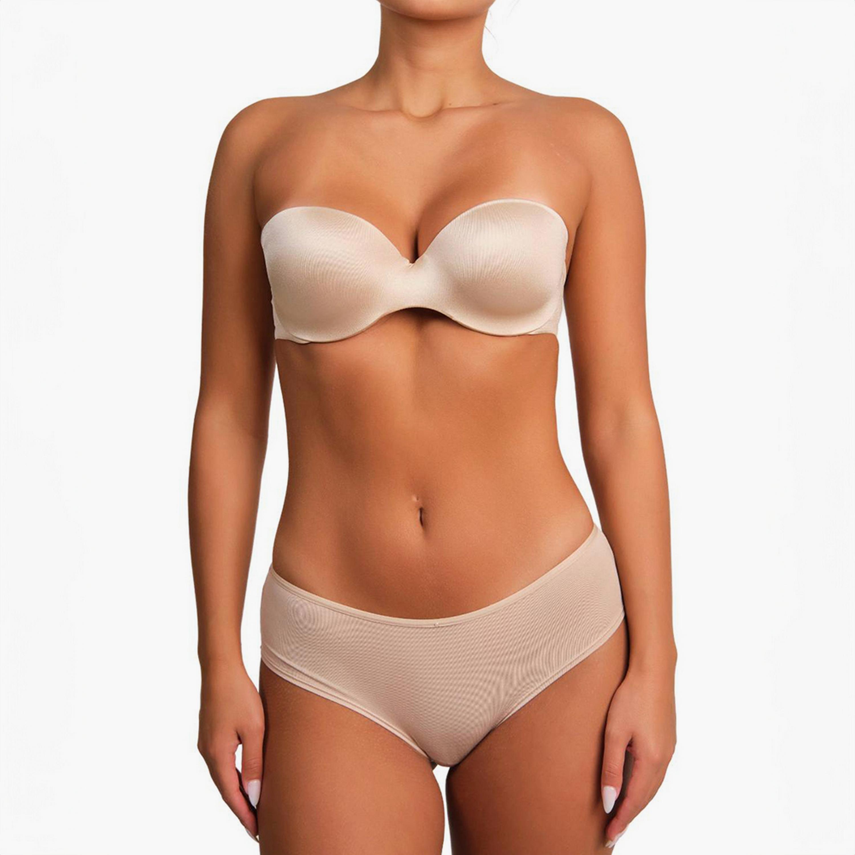 حمالة صدر غاطسة سلكية بدعم متوسط ومبطنة بدون حمالات للنساء من لا سينزا-women-clothing-lingerie-bras-image-4