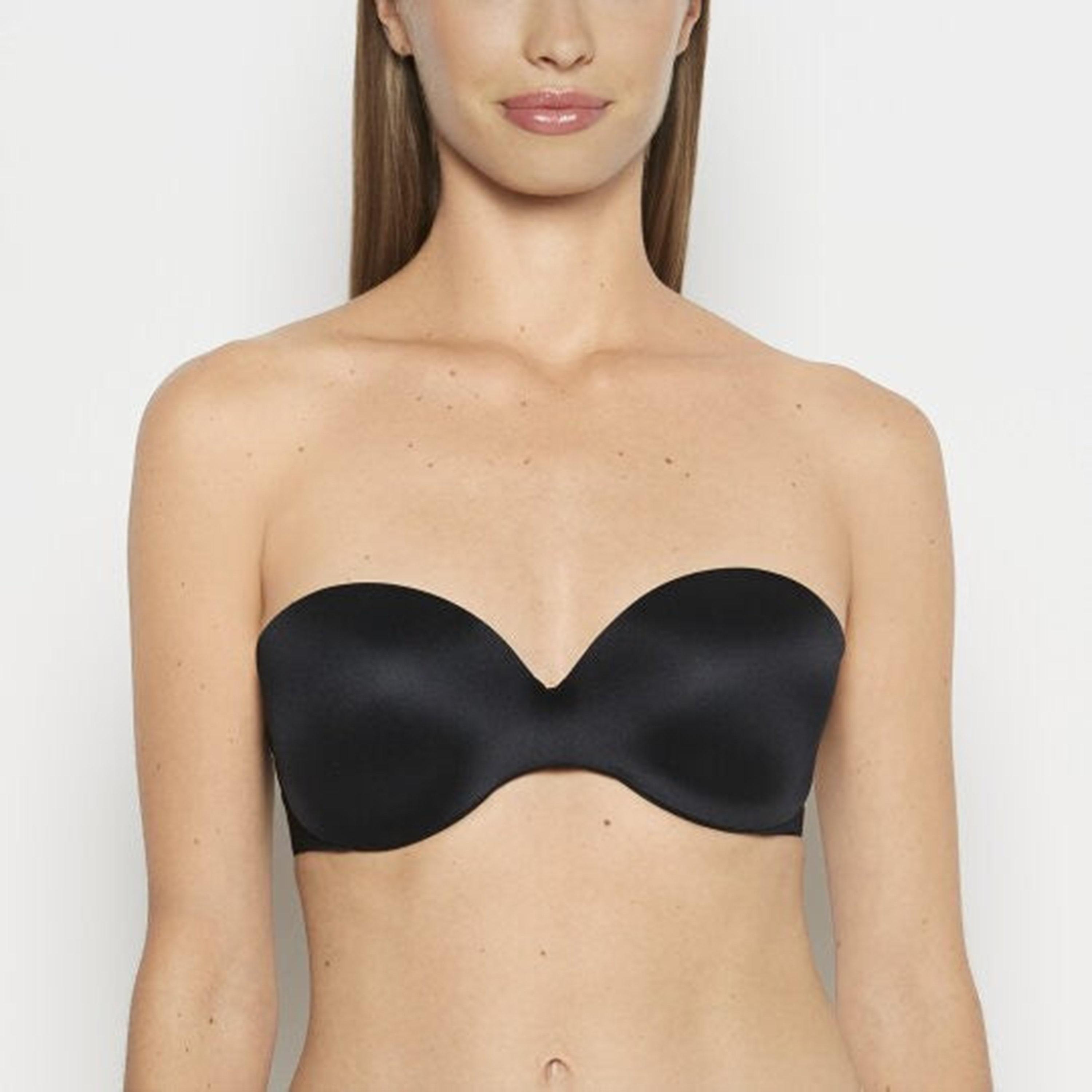 La Senza Black Plain Wired Medium Support Lightly Lined Women's Strapless Bra-women-clothing-lingerie-bras-image-1
