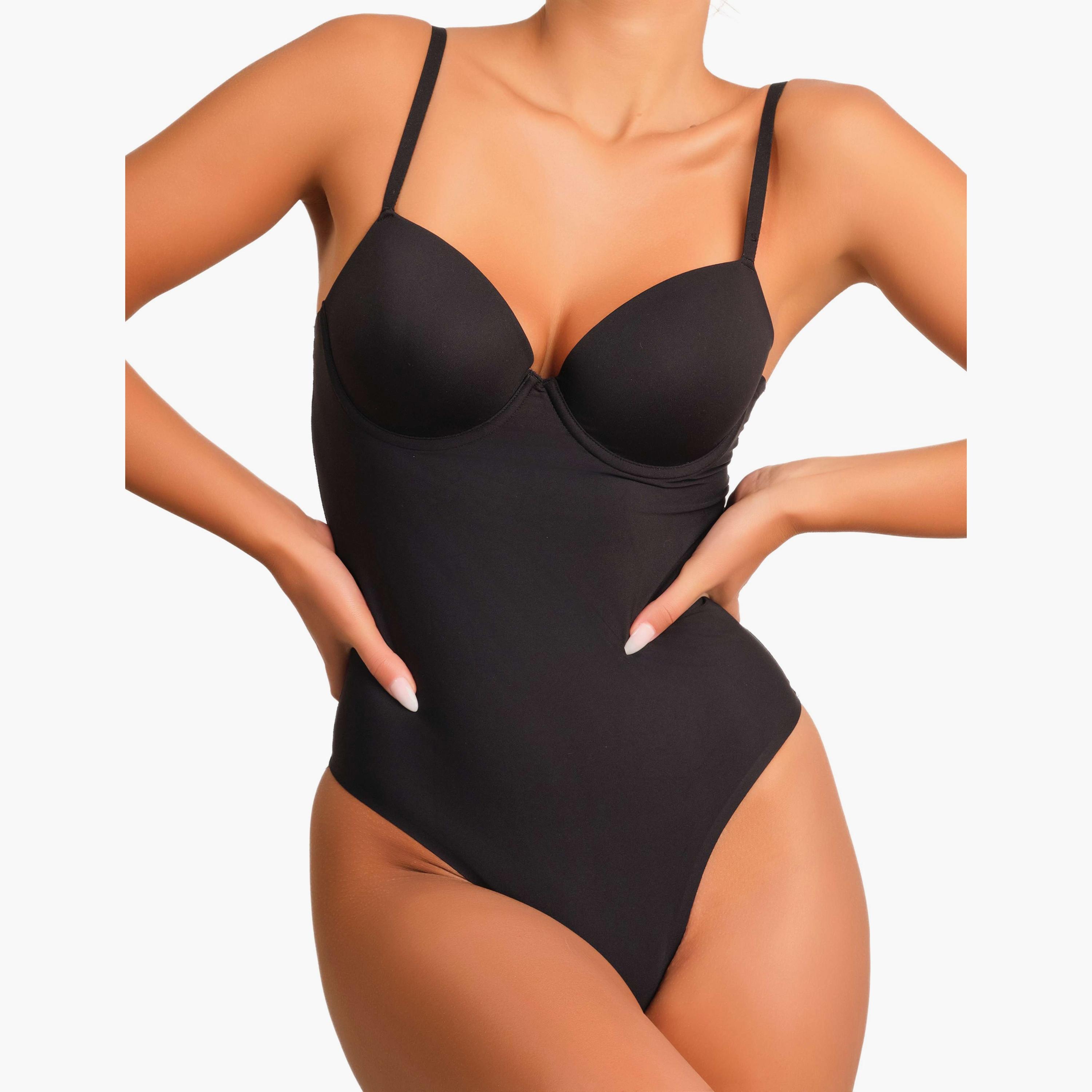 La Senza Black Wired Medium Support Women's Shapewear Bodysuits-women-clothing-lingerie-babydollsandbodysuits-image-1