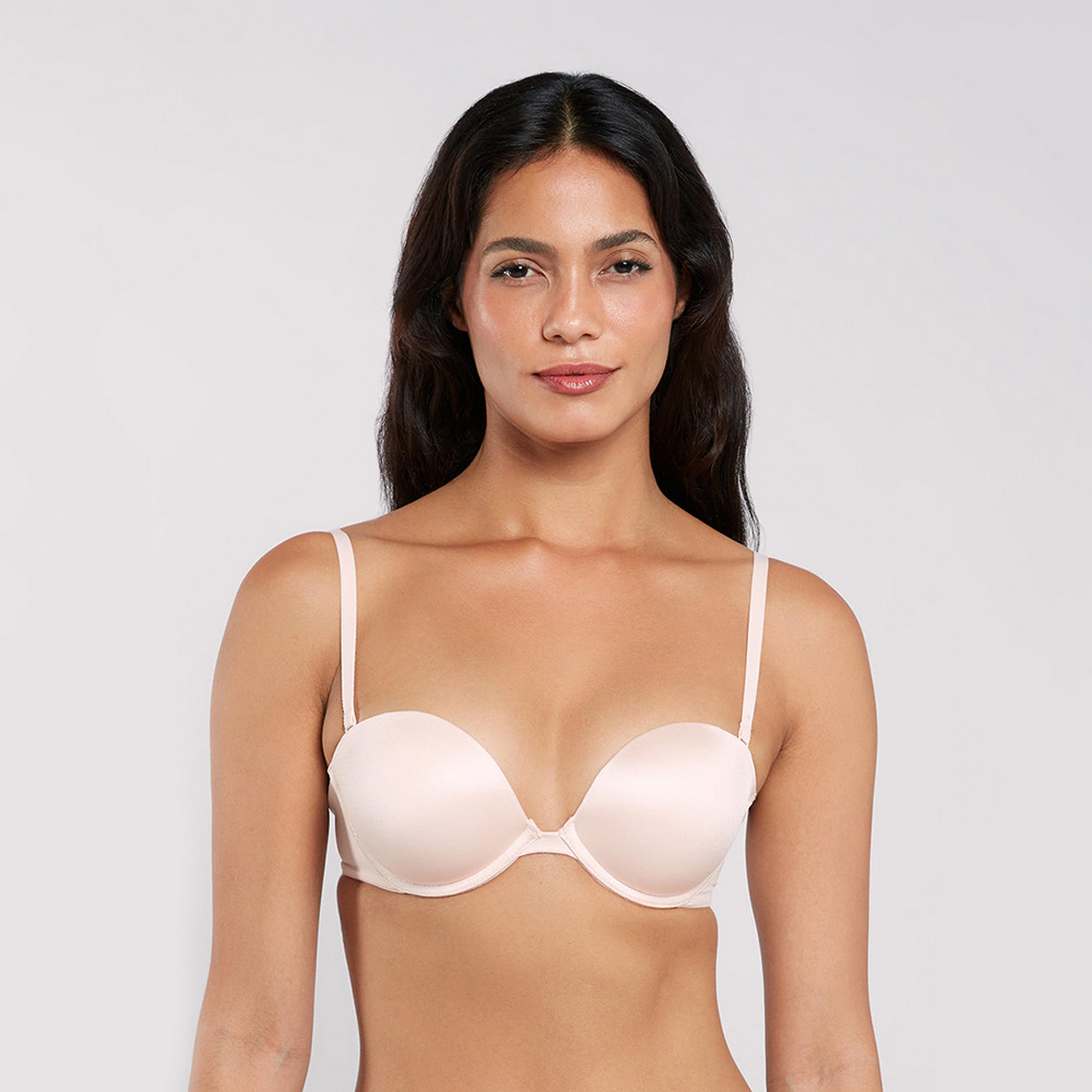 La Senza Pink Wired High Support Padded Women's Double Push-Up Plunge Bra-women-clothing-lingerie-bras-image-1