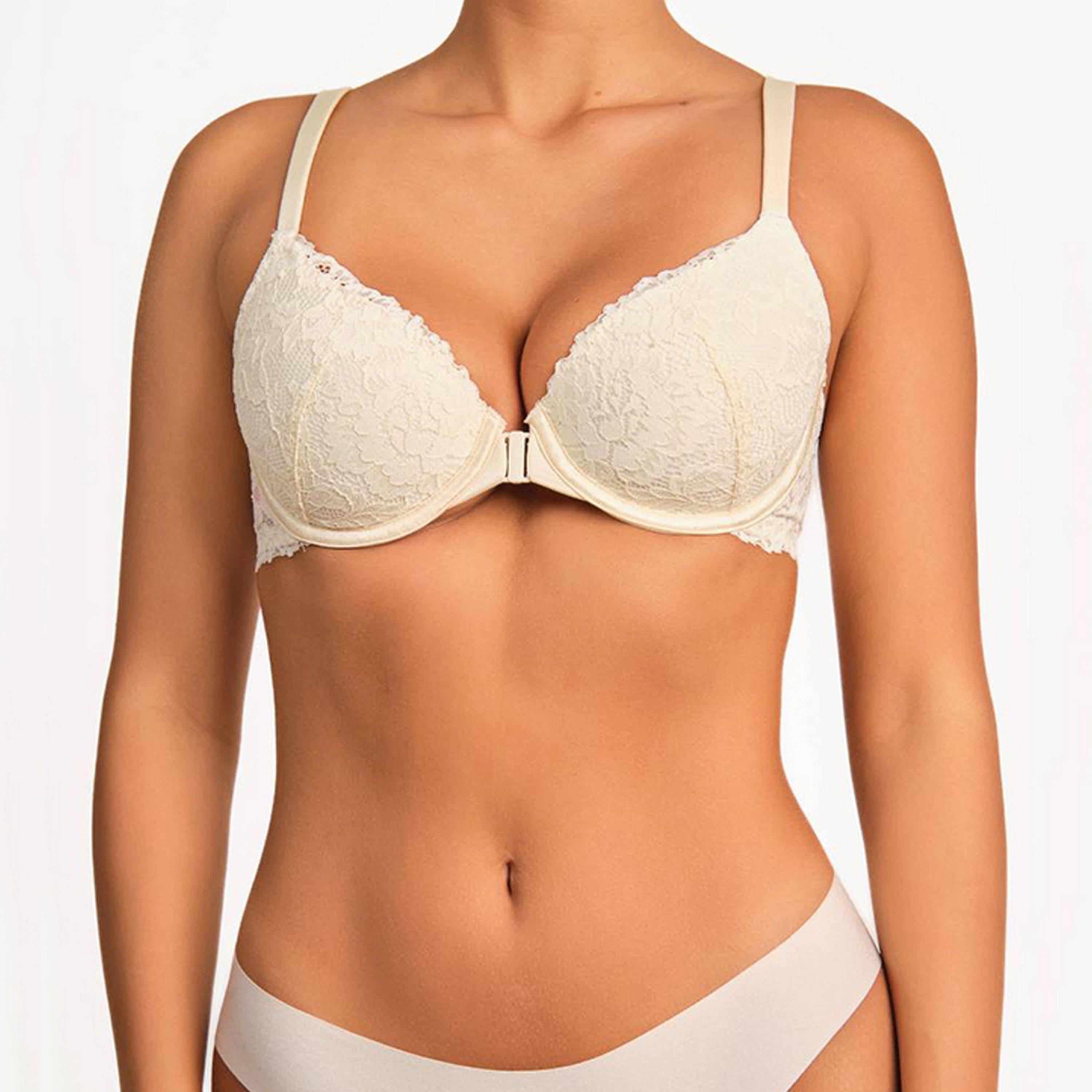 La Senza Sexy Cream Wired Medium Support Lightly Padded Women's Push-Up Bra-women-clothing-lingerie-bras-image-1