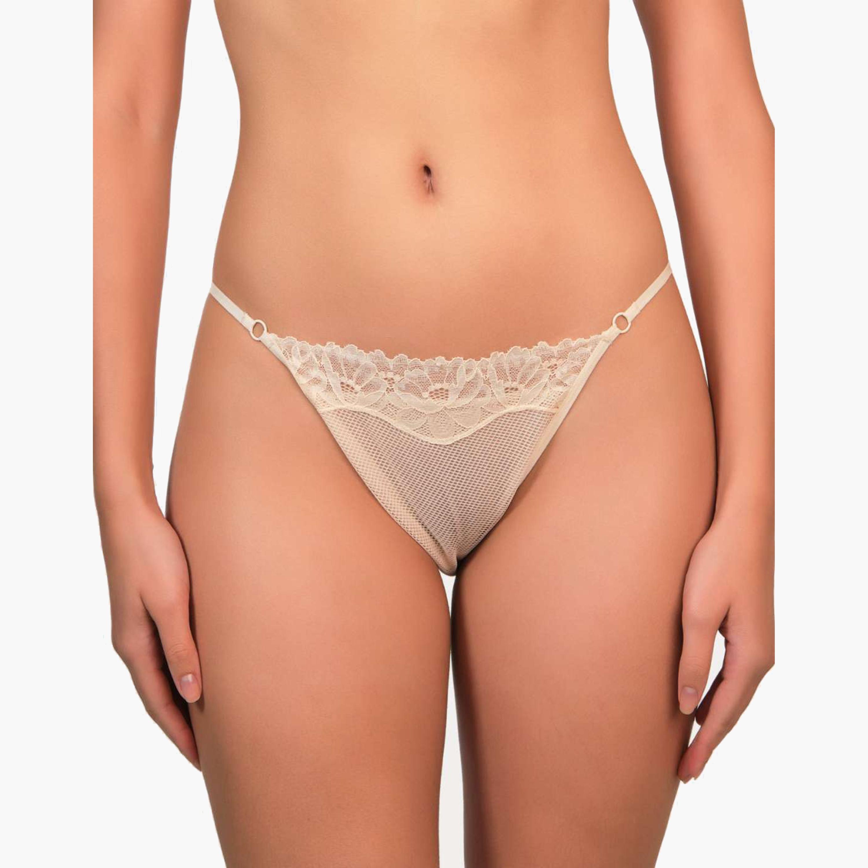 سراويل داخلية نسائية تشيكي مثيرة باللون الكريمي من الدانتيل بتغطية متوسطة من لا سنزا-women-clothing-lingerie-panties-image-1
