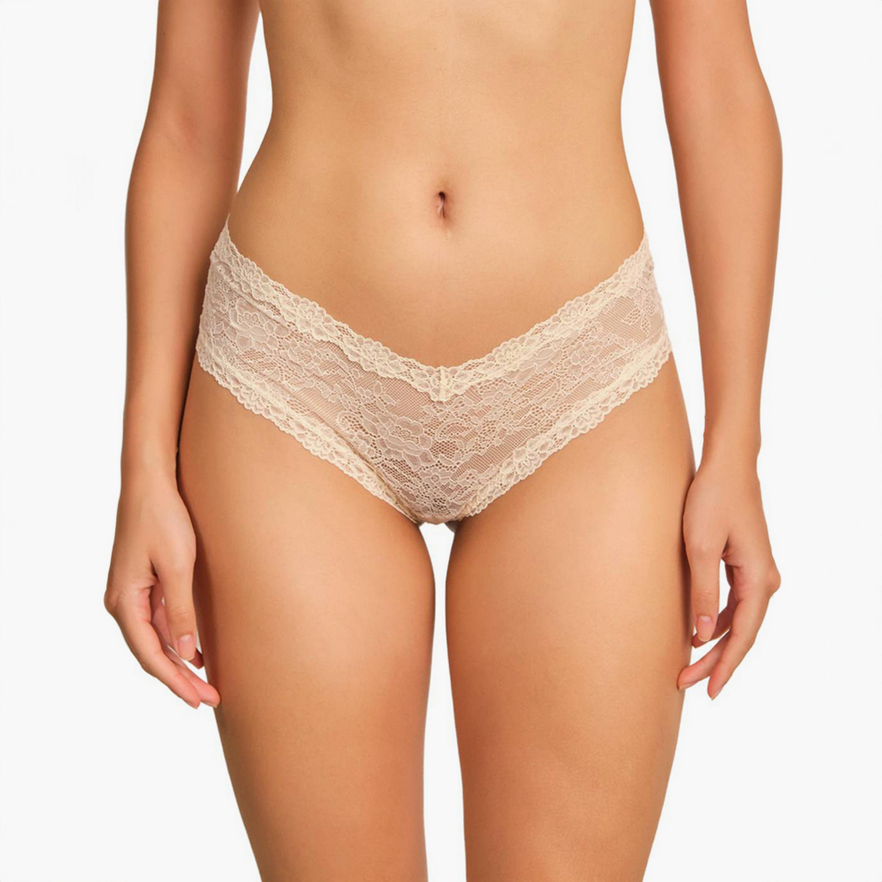 سروال داخلي نسائي تشيكي دانتيل بيج جذاب بتغطية متوسطة من لا سنزا-women-clothing-lingerie-panties-image-1