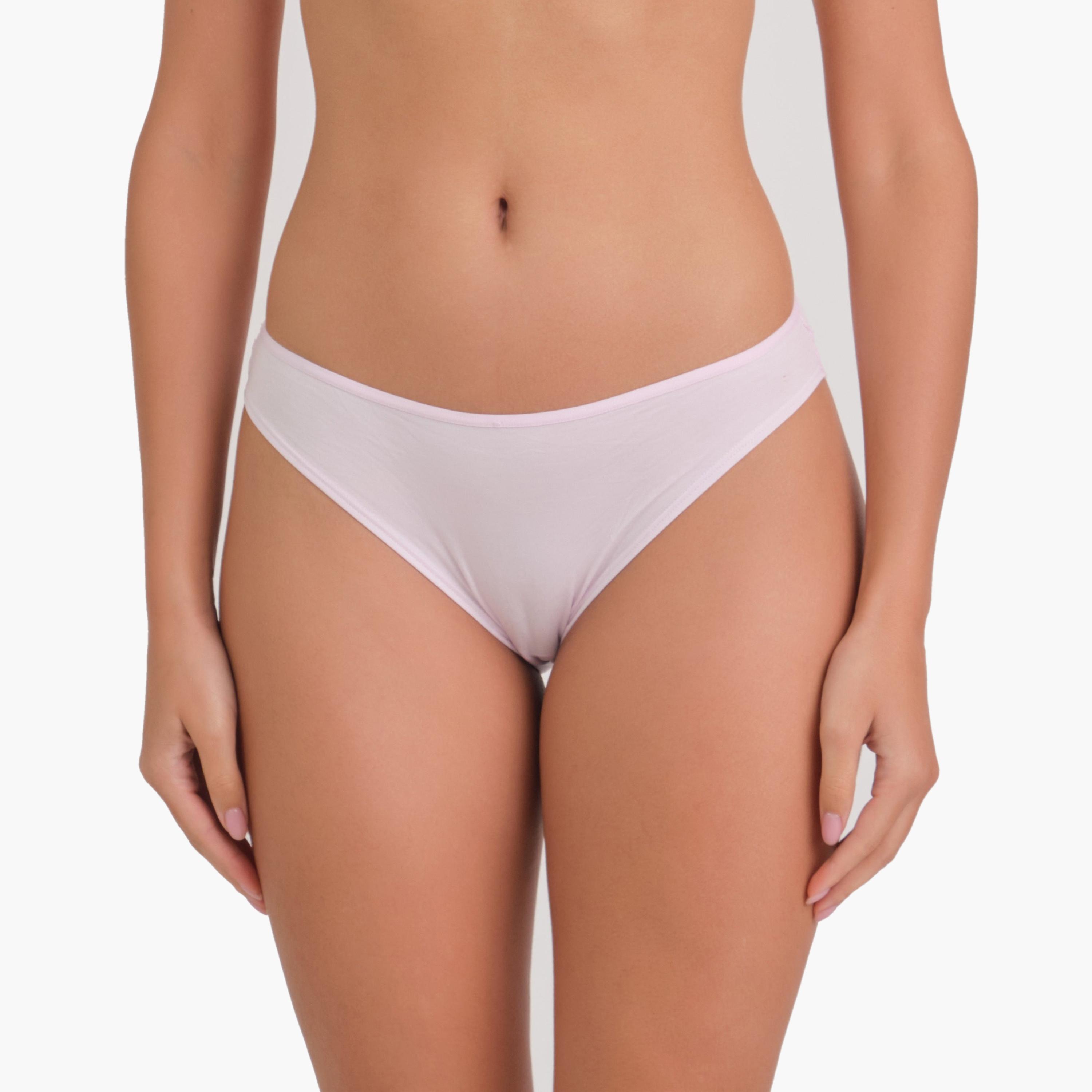 La Senza Ultrasoft White Medium Coverage Women's Bikini Panties-women-clothing-lingerie-panties-image-1