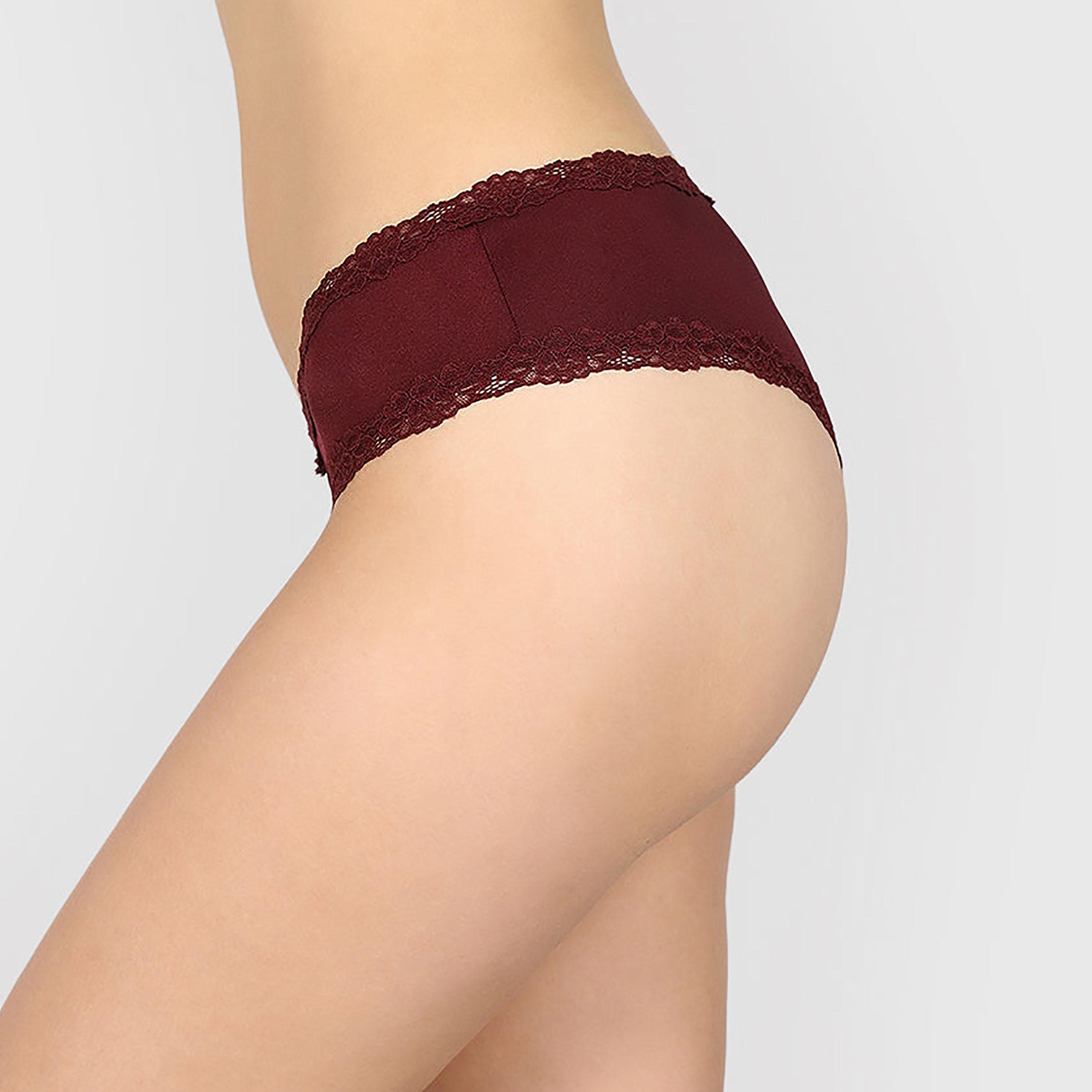 ملابس داخلية نسائية تشيكي تغطية متوسطة دانتيل مايكرو مثير أحمر داكن من لا سينزا-women-clothing-lingerie-panties-image-2