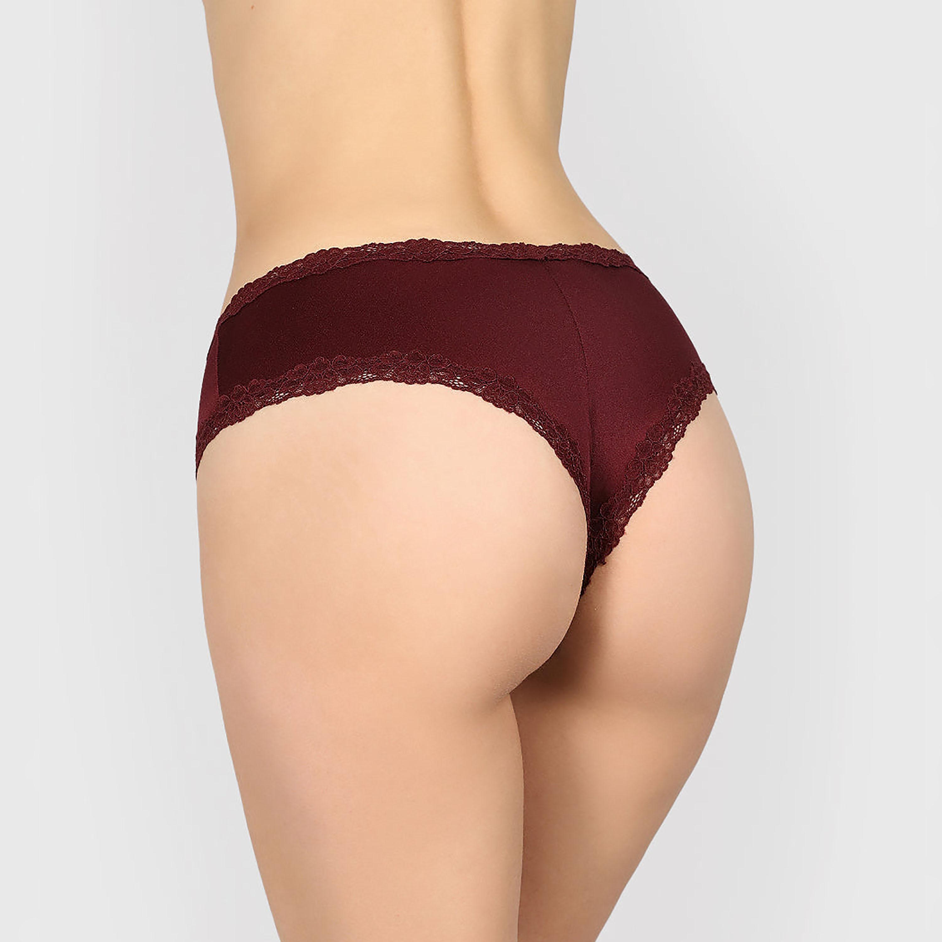 ملابس داخلية نسائية تشيكي تغطية متوسطة دانتيل مايكرو مثير أحمر داكن من لا سينزا-women-clothing-lingerie-panties-image-3