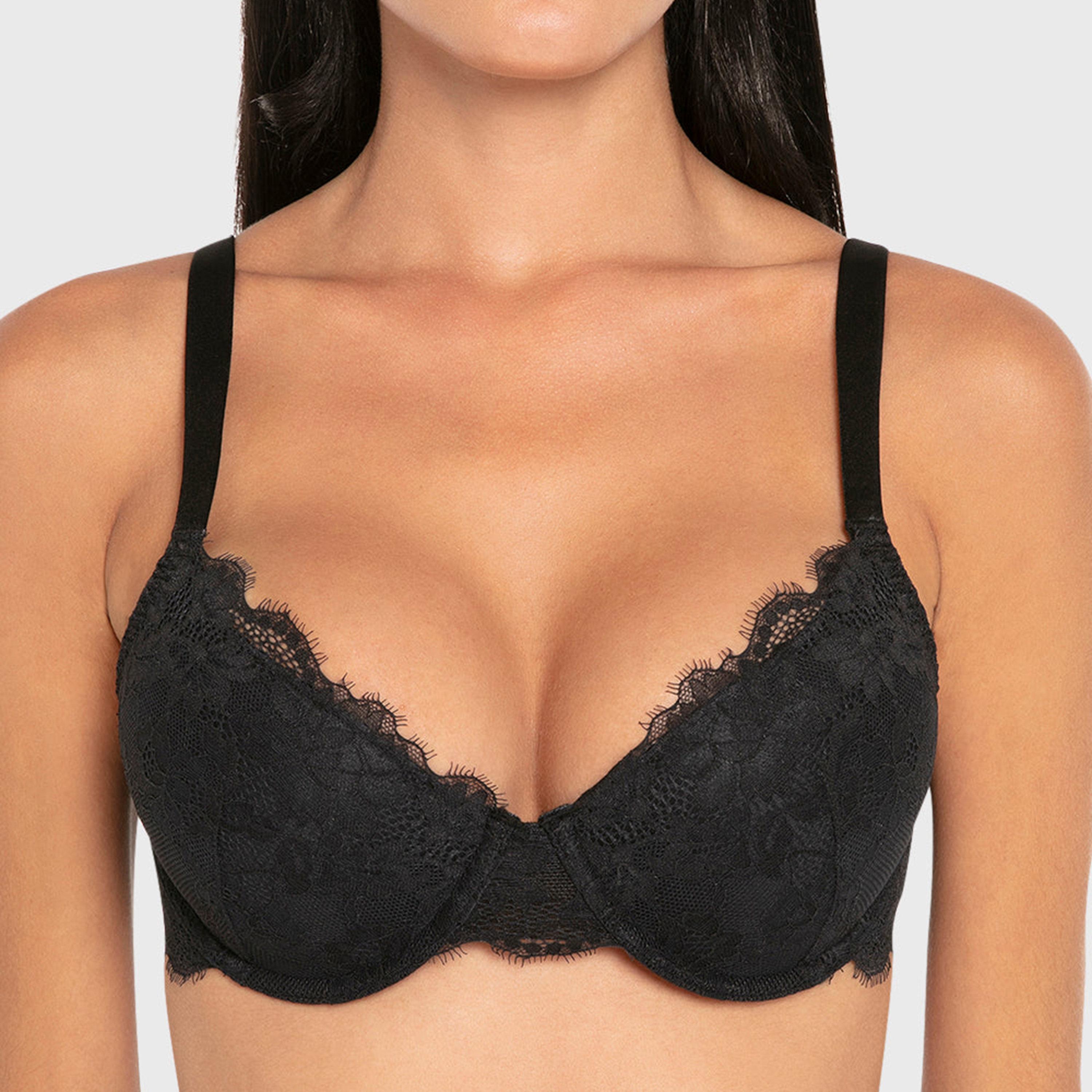 La Senza So Luxe Black Lace Wired Medium Support Lightly Lined Women's Push-Up Bra-women-clothing-lingerie-bras-image-2