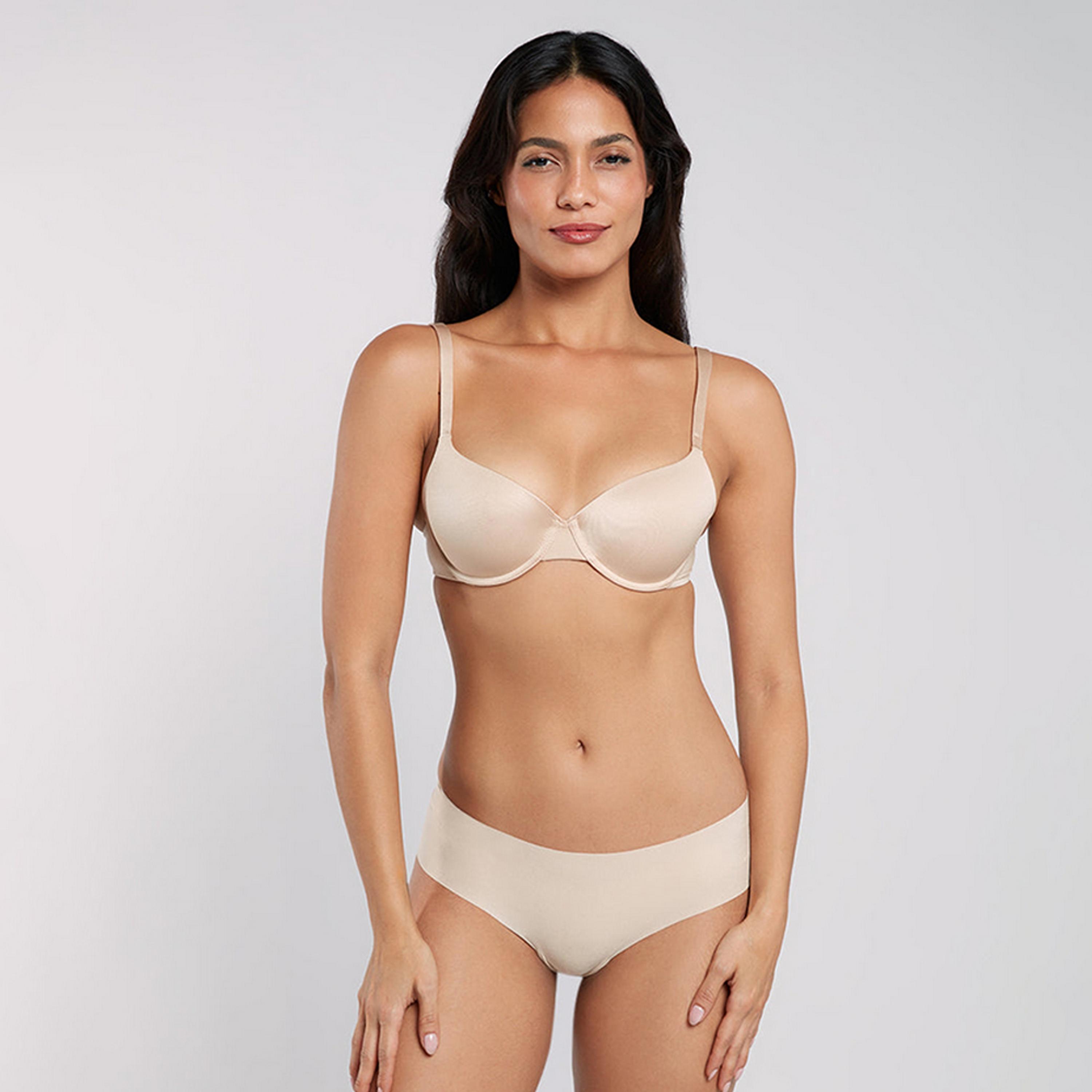حمالة صدر نسائية تي شيرت بأسلاك وداعمة متوسطة ومبطنة بشكل خفيف وواضحة من لا سنزا-women-clothing-lingerie-bras-image-3