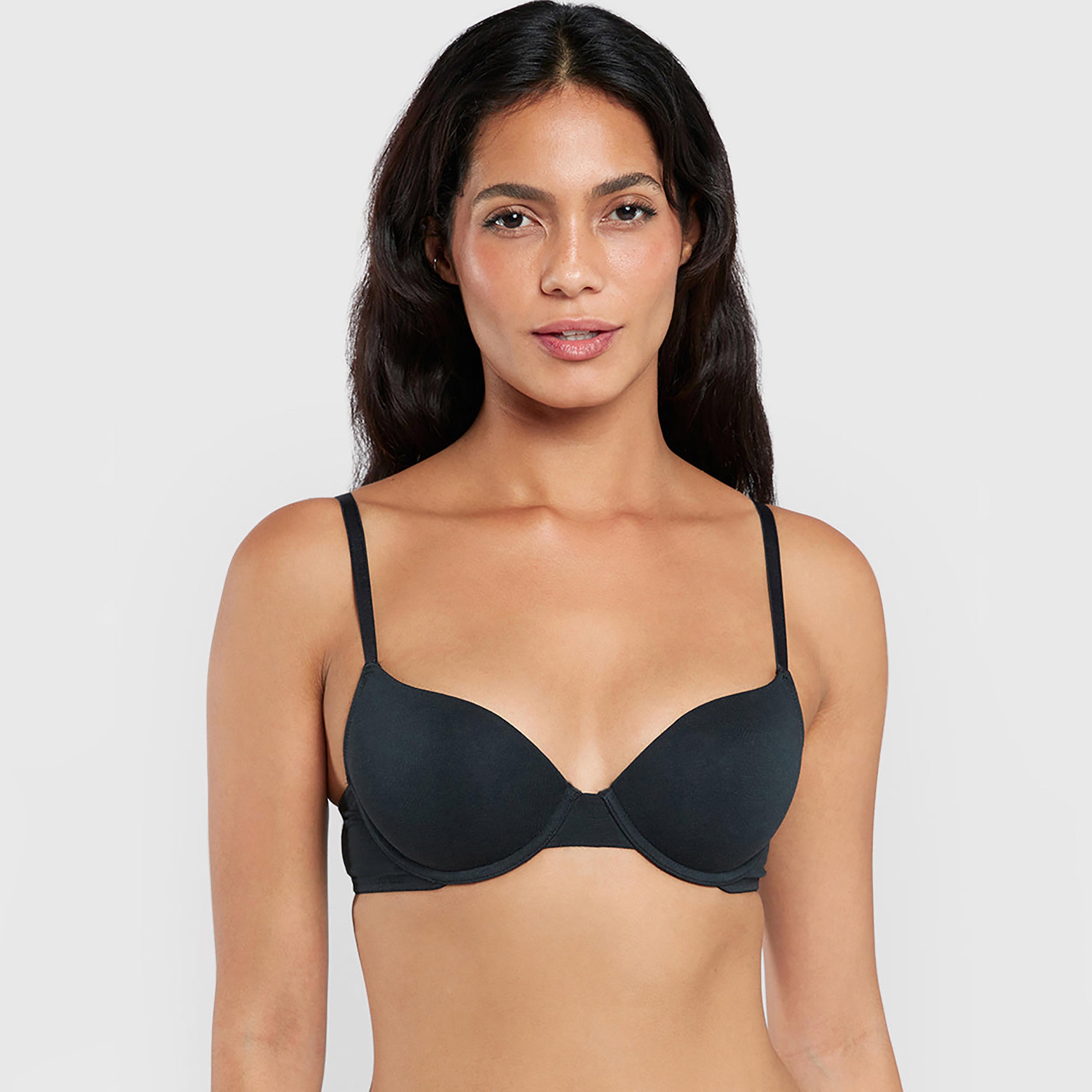 La Senza Remix Black Cotton Wired Medium Support Padded Women's Demi Bra-women-clothing-lingerie-bras-image-1