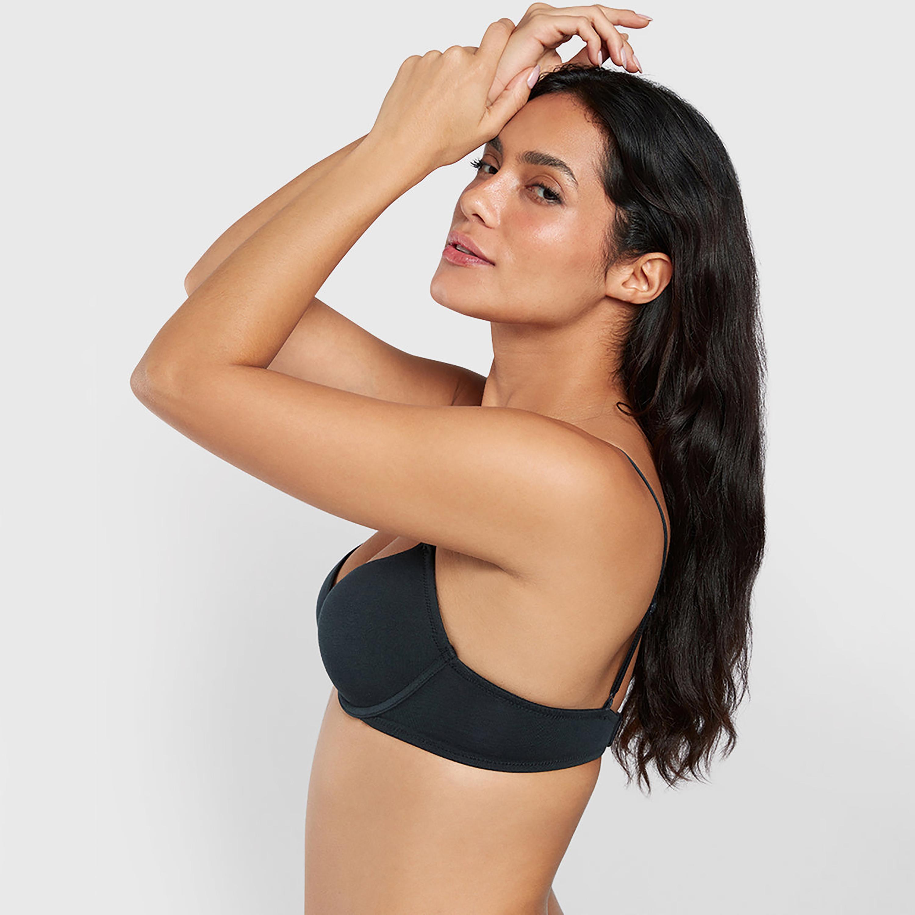 La Senza Remix Black Cotton Wired Medium Support Padded Women's Demi Bra-women-clothing-lingerie-bras-image-2