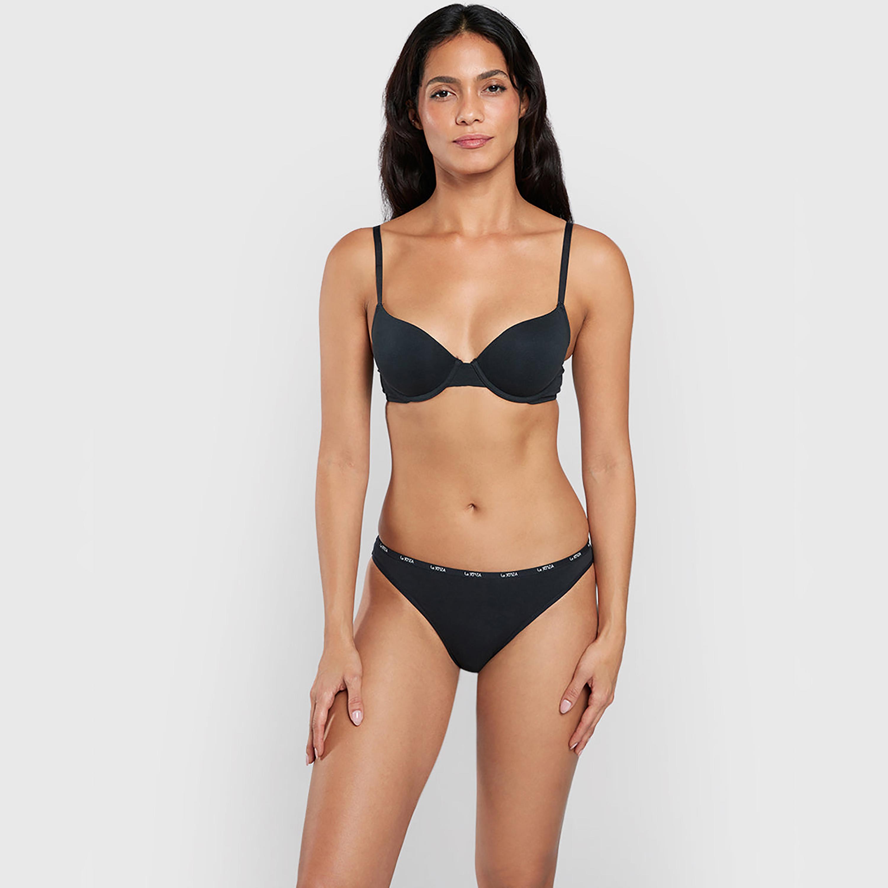 La Senza Remix Black Cotton Wired Medium Support Padded Women's Demi Bra-women-clothing-lingerie-bras-image-3