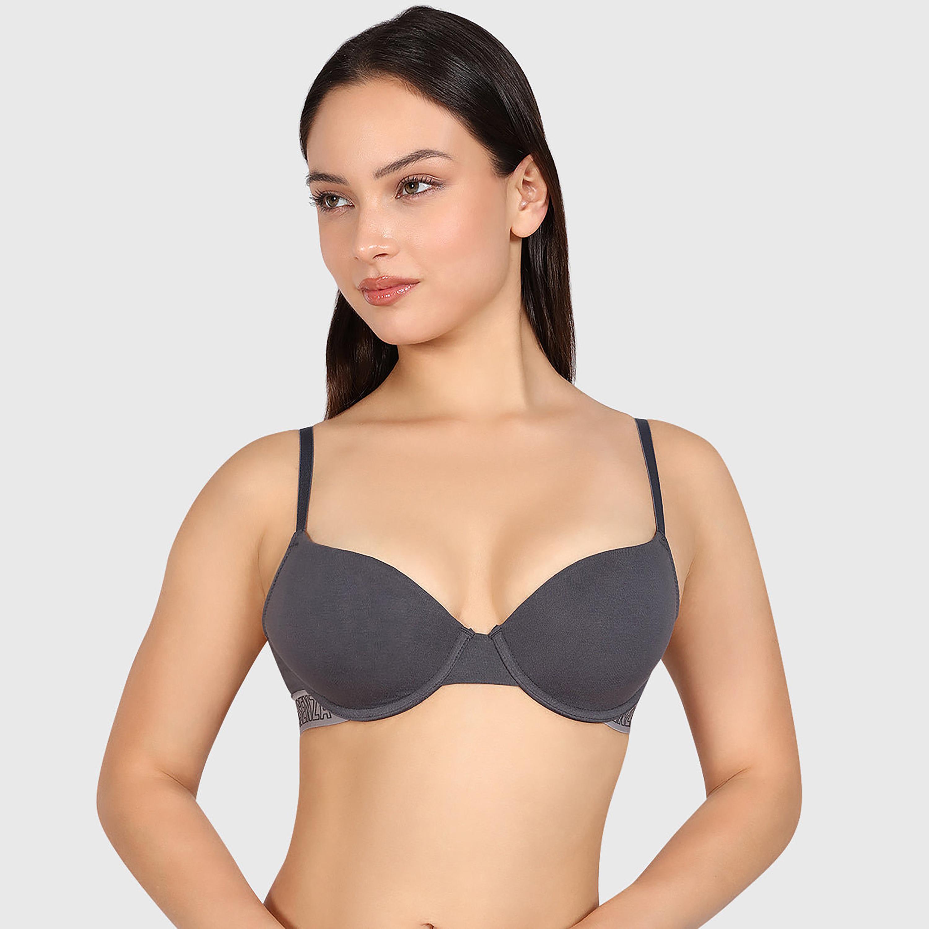 حمالة صدر نسائية نصفية مبطنة بالقطن البيج تريندي برباط ودعم متوسط من لا سينزا-women-clothing-lingerie-bras-image-5
