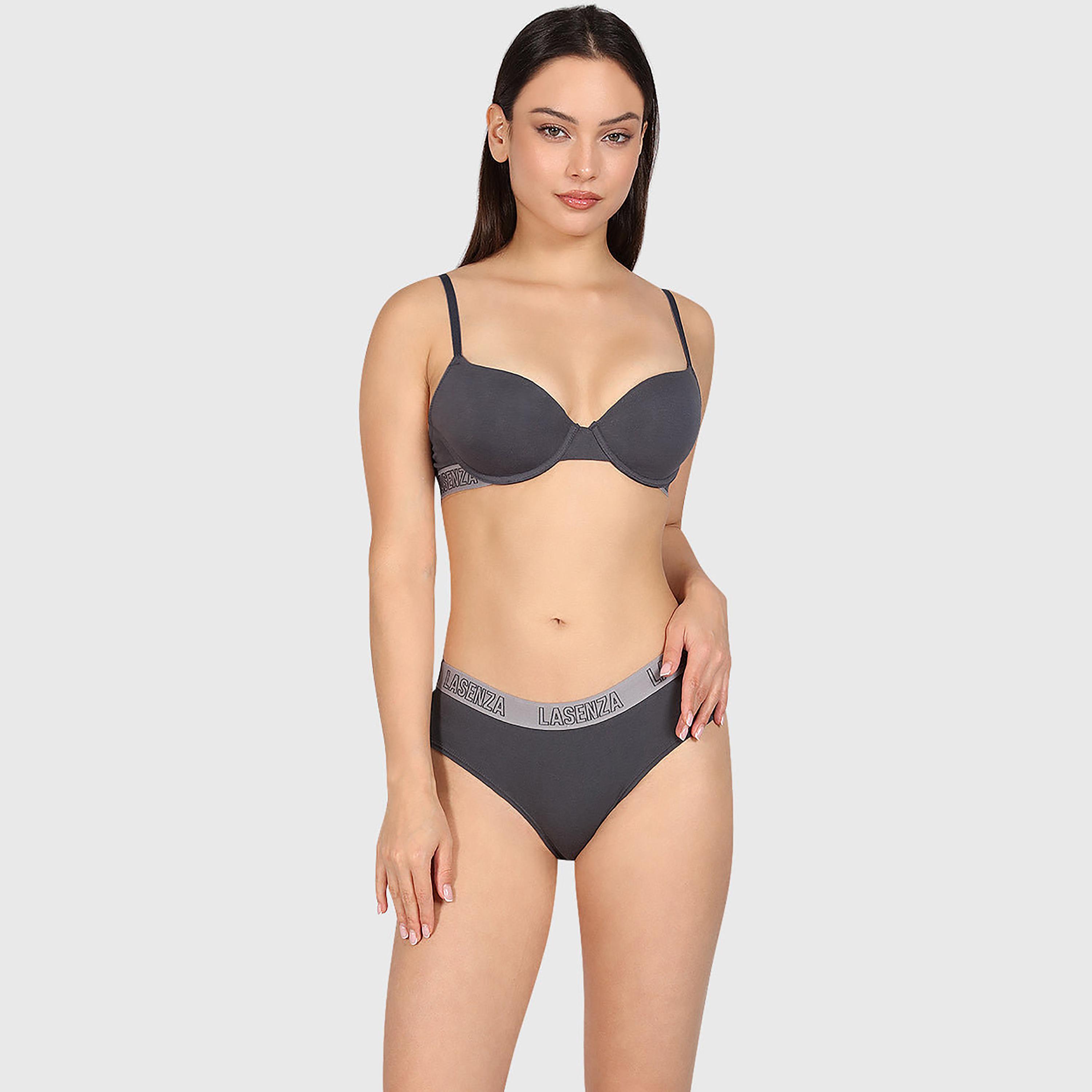 حمالة صدر نسائية نصفية مبطنة بالقطن البيج تريندي برباط ودعم متوسط من لا سينزا-women-clothing-lingerie-bras-image-6