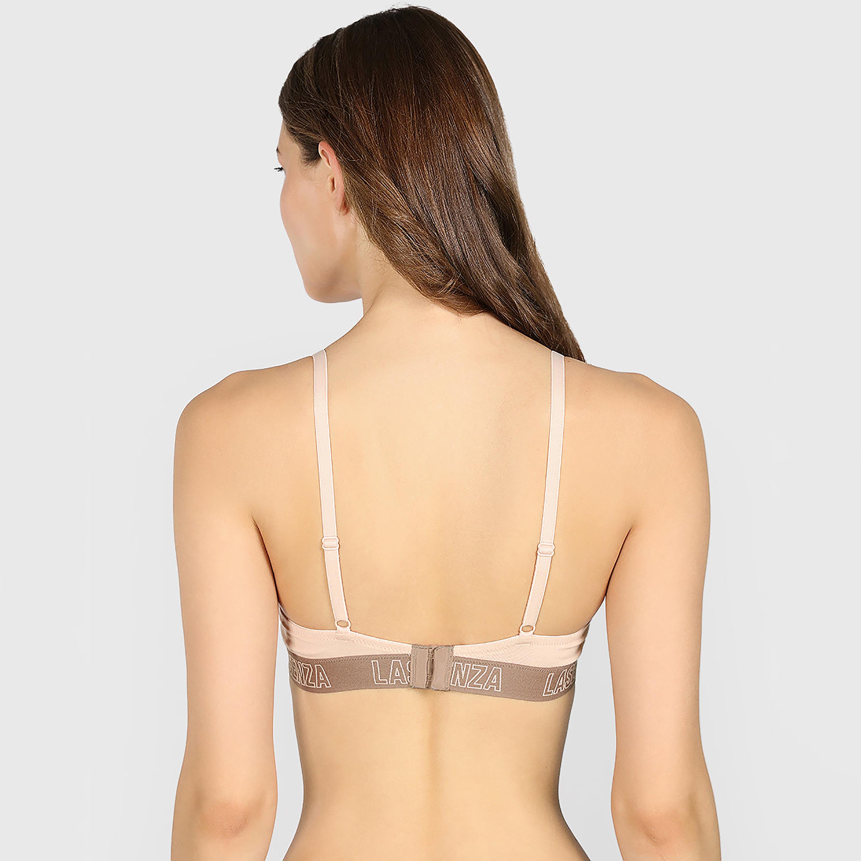 حمالة صدر نسائية نصفية مبطنة بالقطن البيج تريندي برباط ودعم متوسط من لا سينزا-women-clothing-lingerie-bras-image-4